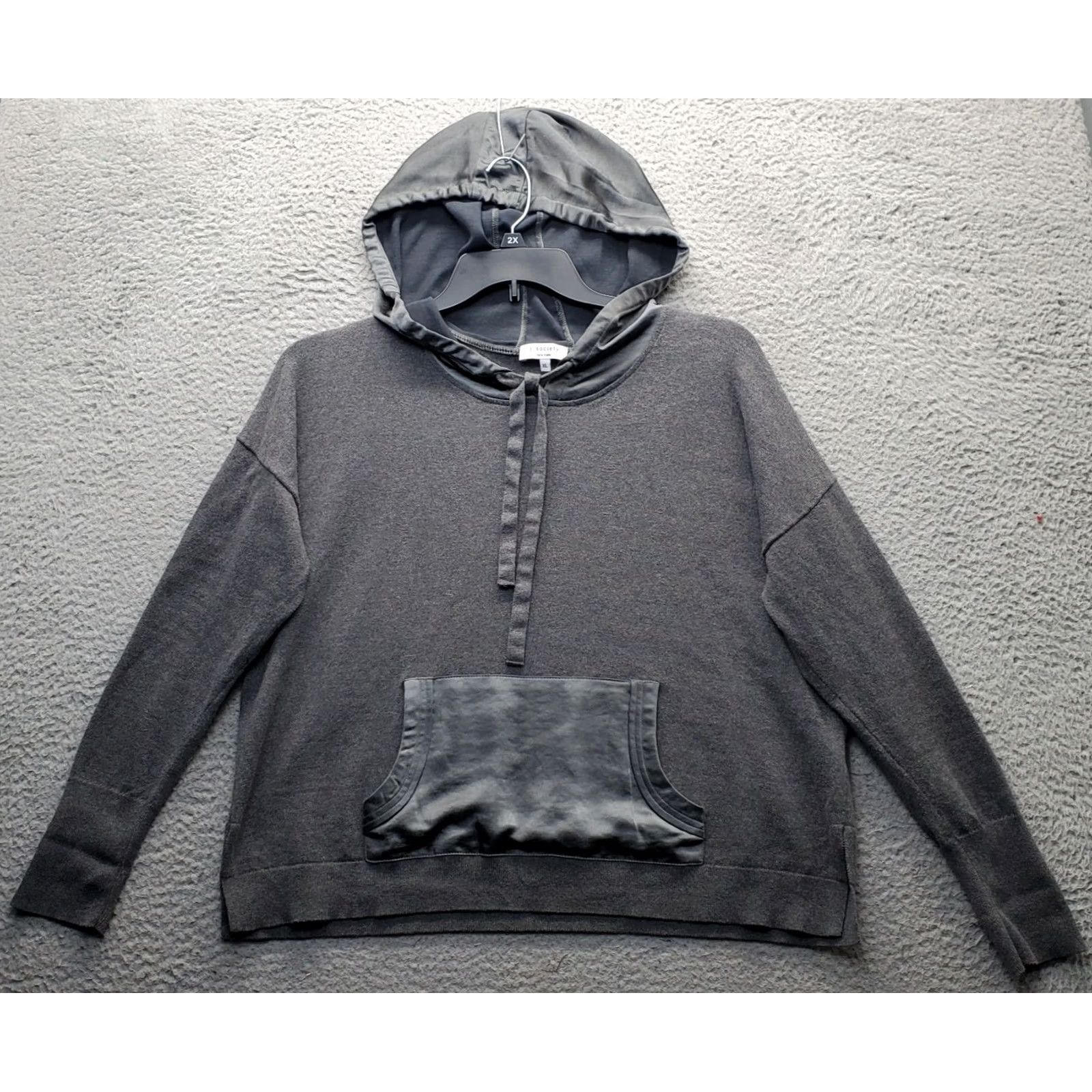 KangaROOS J Society Hoodie Womens XL Gray Long Sleeve Kangaroo Pocket Drawstring Size XL / US 12-14 / IT 48-50 - 2 Thumbnail