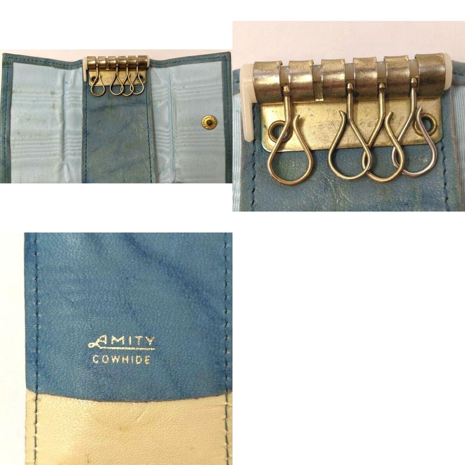 Vintage VTG Amity Key Case Holder Shirt Men Blue Cowhide Leather Diamond Pattern J21 Size ONE SIZE - 8 Thumbnail