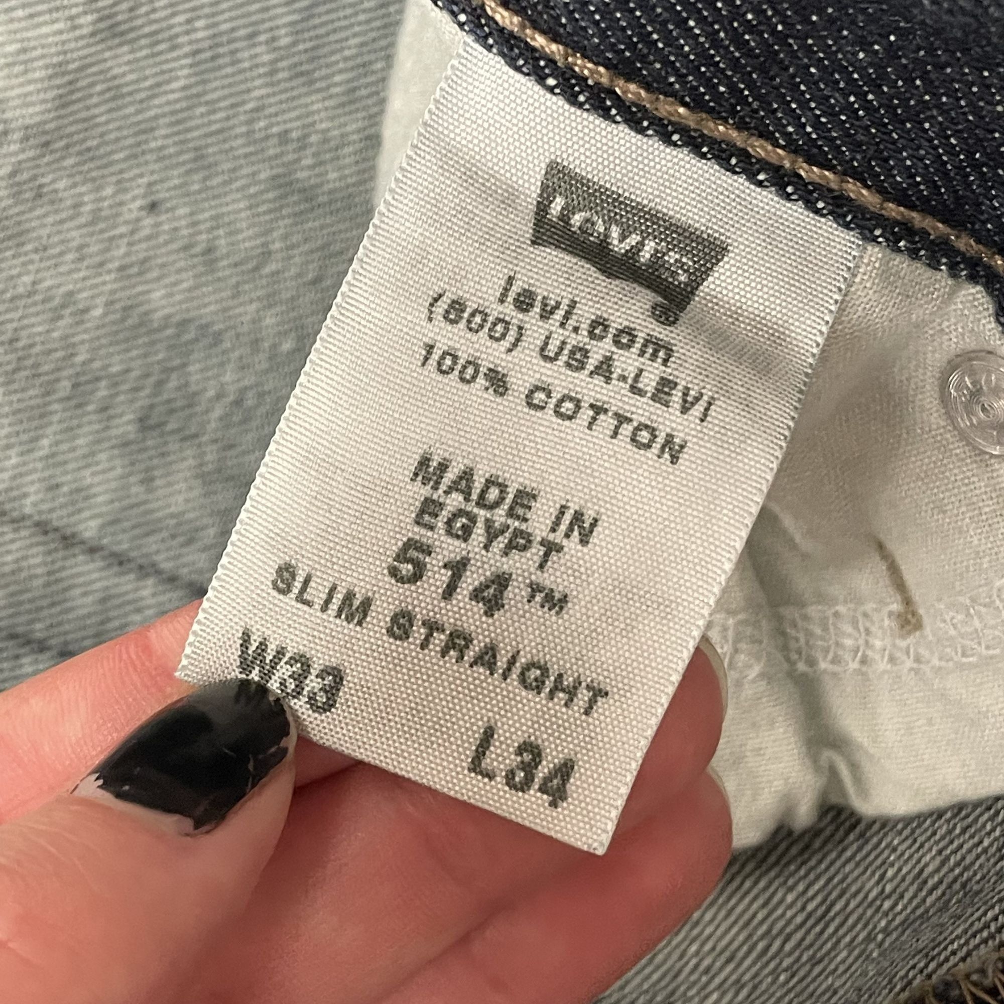 Levi's 514 DARK Blue Jeans SLIM STRAIGHT Denim Pants Size US 33 - 6 Thumbnail