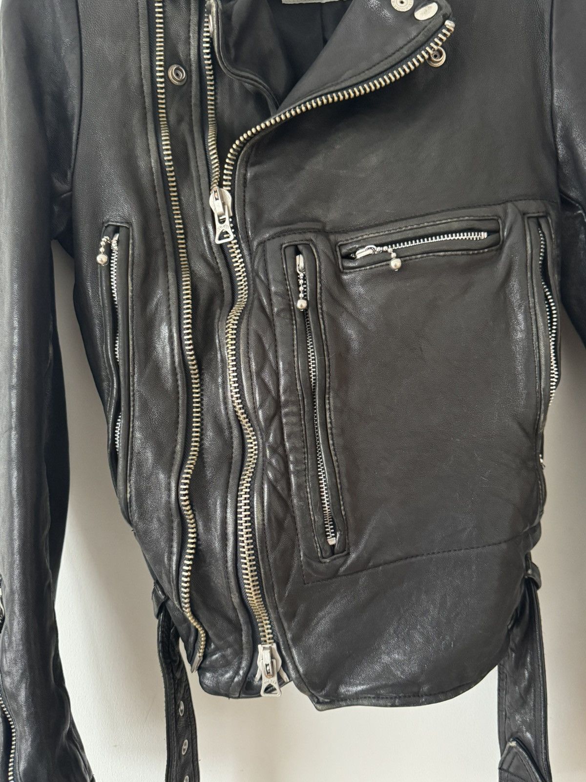 Maison MIHARA YASUHIRO Women Leather Biker Jacket Size XS / US 0-2 / IT 36-38 - 5 Thumbnail