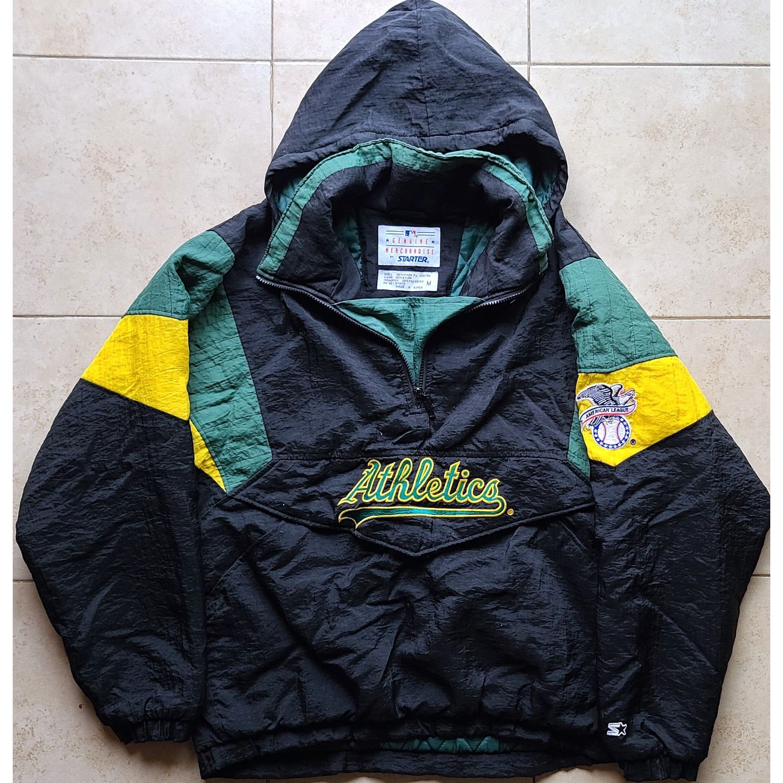 MLB × Starter Oakland A's 90s STARTER puffer 1/2 pullover L blk MLB vtg Size US L / EU 52-54 / 3 - 7 Thumbnail