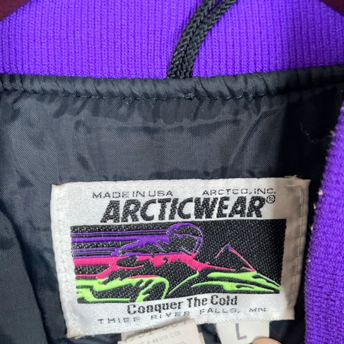 Vintage VTG Arctic Cat Zip Up Top Cat Jacket Adult Large Black Purple Neon Green 90s (Search-Friendly Rearranged Title) Size US L / EU 52-54 / 3 - 3 Thumbnail