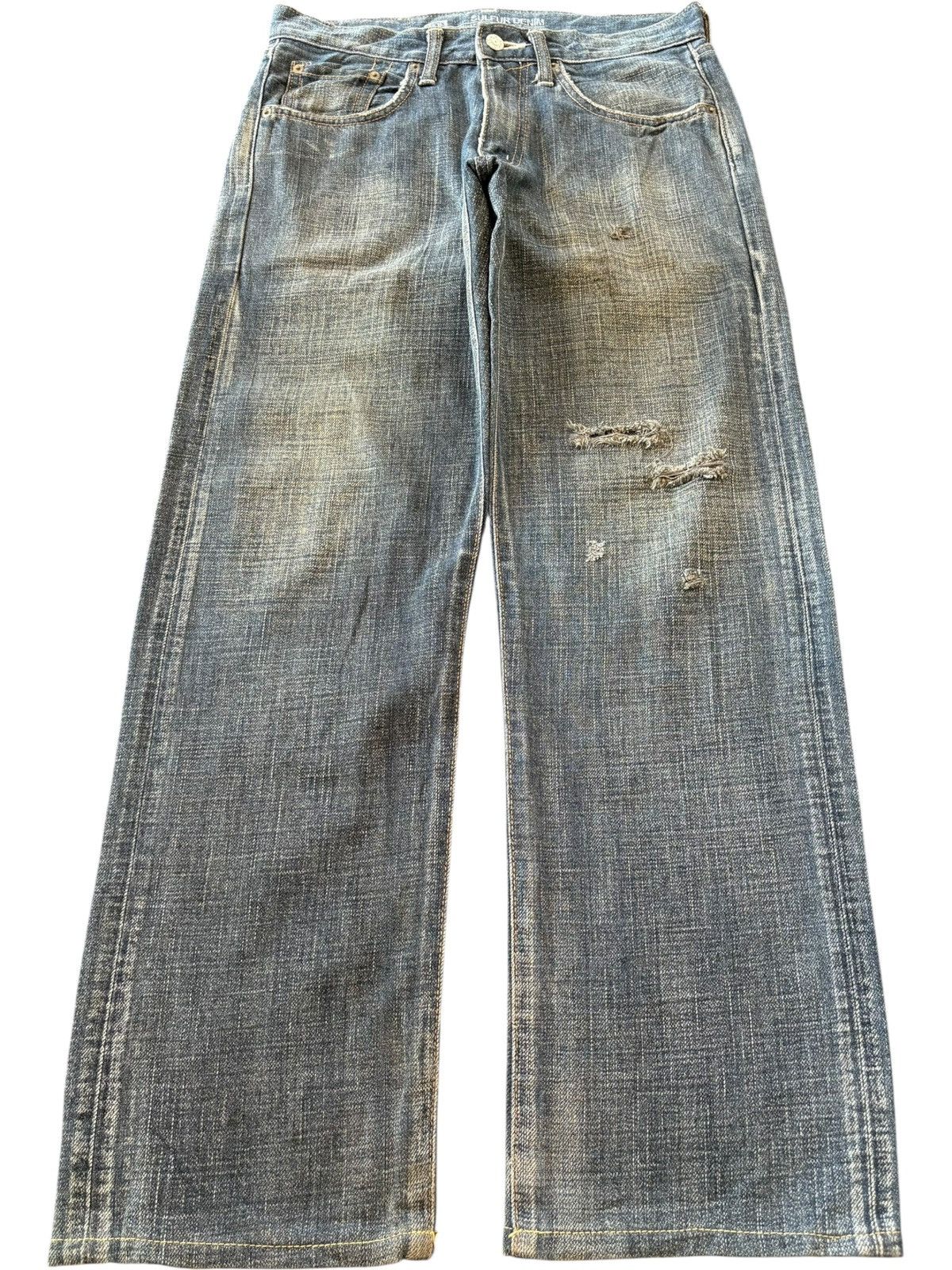 Edwin Vintage Edwin 504 Sulfur Mud Wash Distress Baggy Jeans Size US 31 - 1 Thumbnail