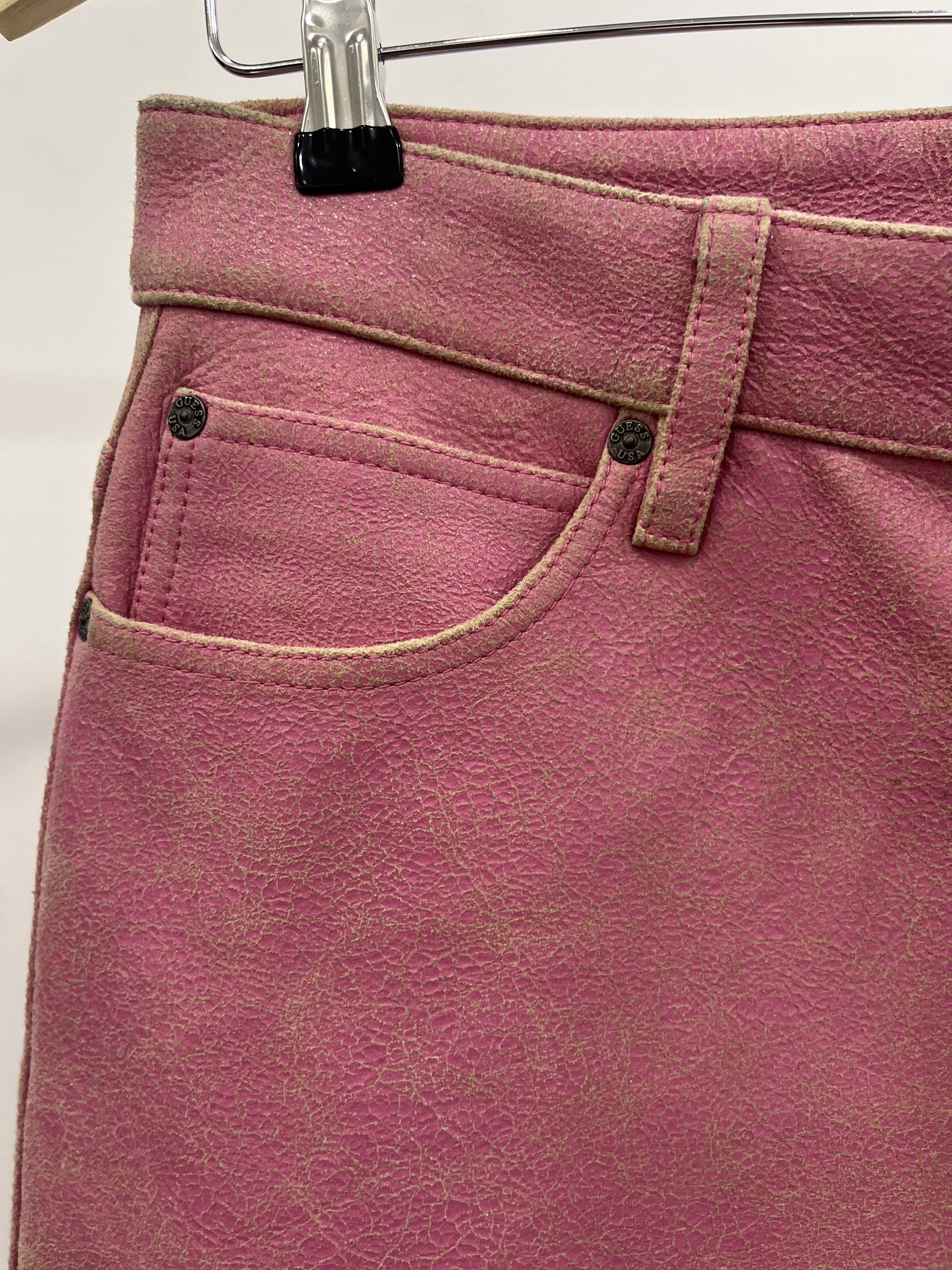 Guess GUESS USA Pink Cracked Leather Pants Size US 32 / EU 48 - 7 Thumbnail