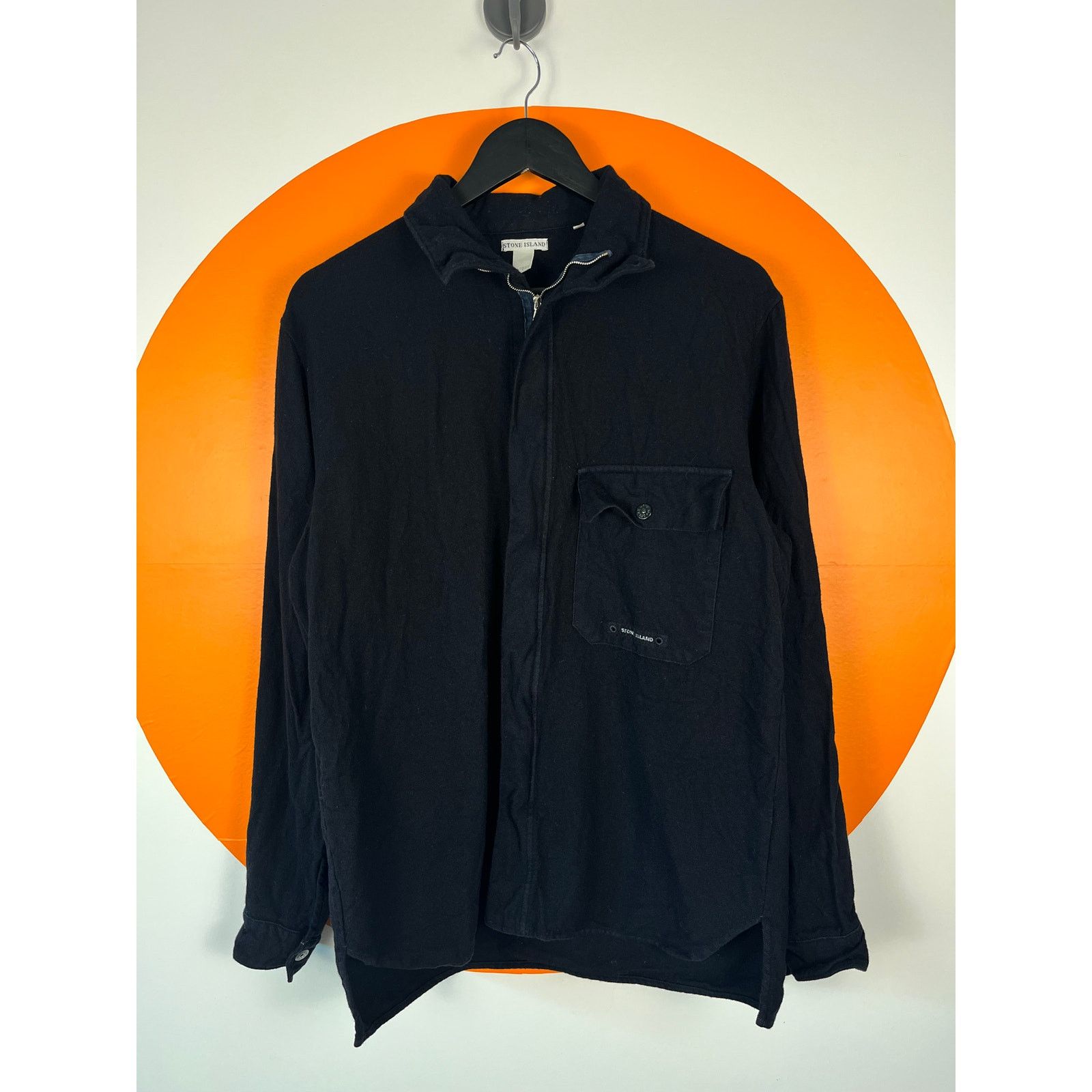 Stone Island shirt full zip wool chest logo archive rare 00s