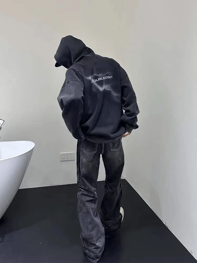Japanese Brand × Jean Street wash black baggy micro flare jeans Size US 30 / EU 46 - 4 Thumbnail
