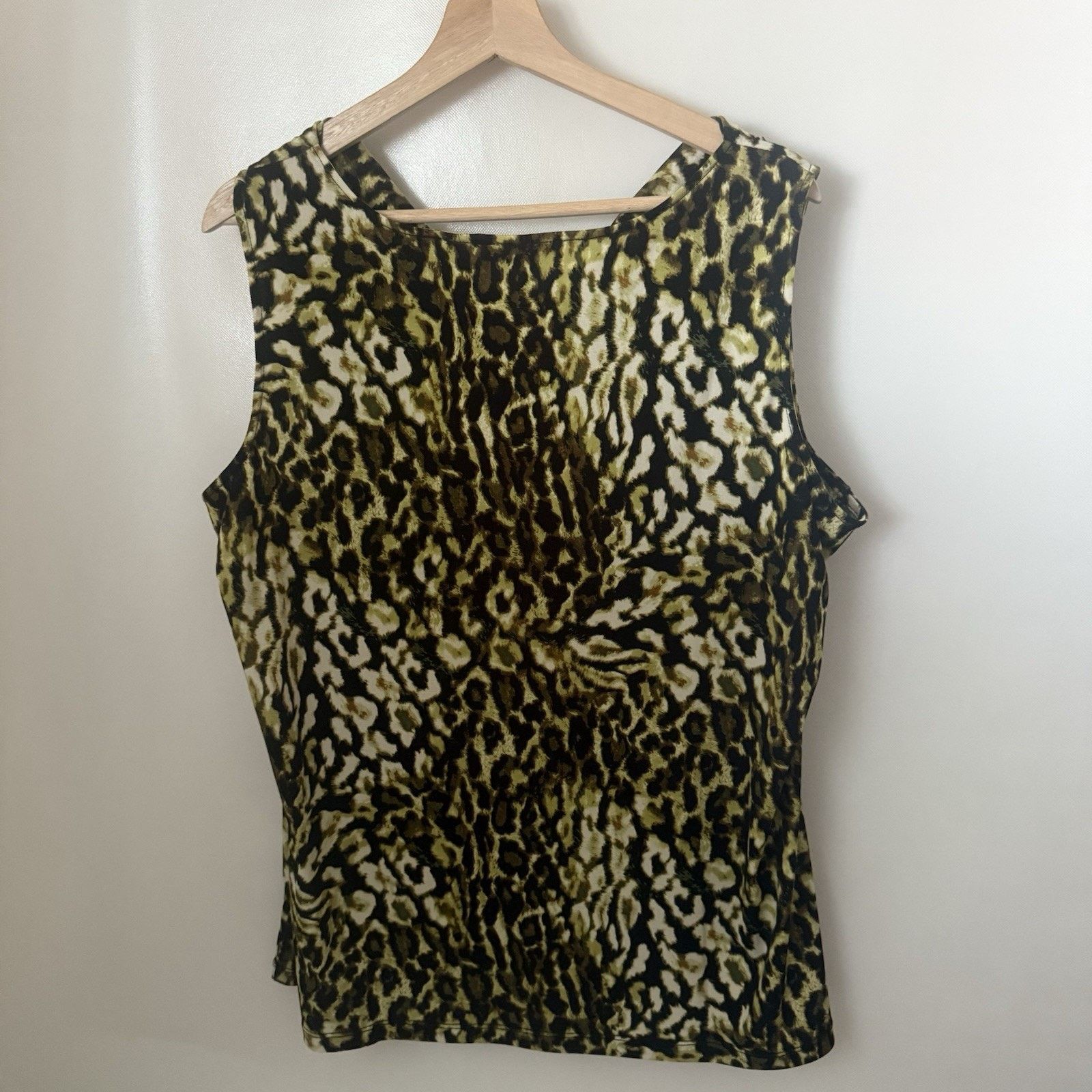 Other Susan Graver Leopard Print Cowl Green Brown Sleeveless Top Size 3XL / US 20-22 - 2 Thumbnail