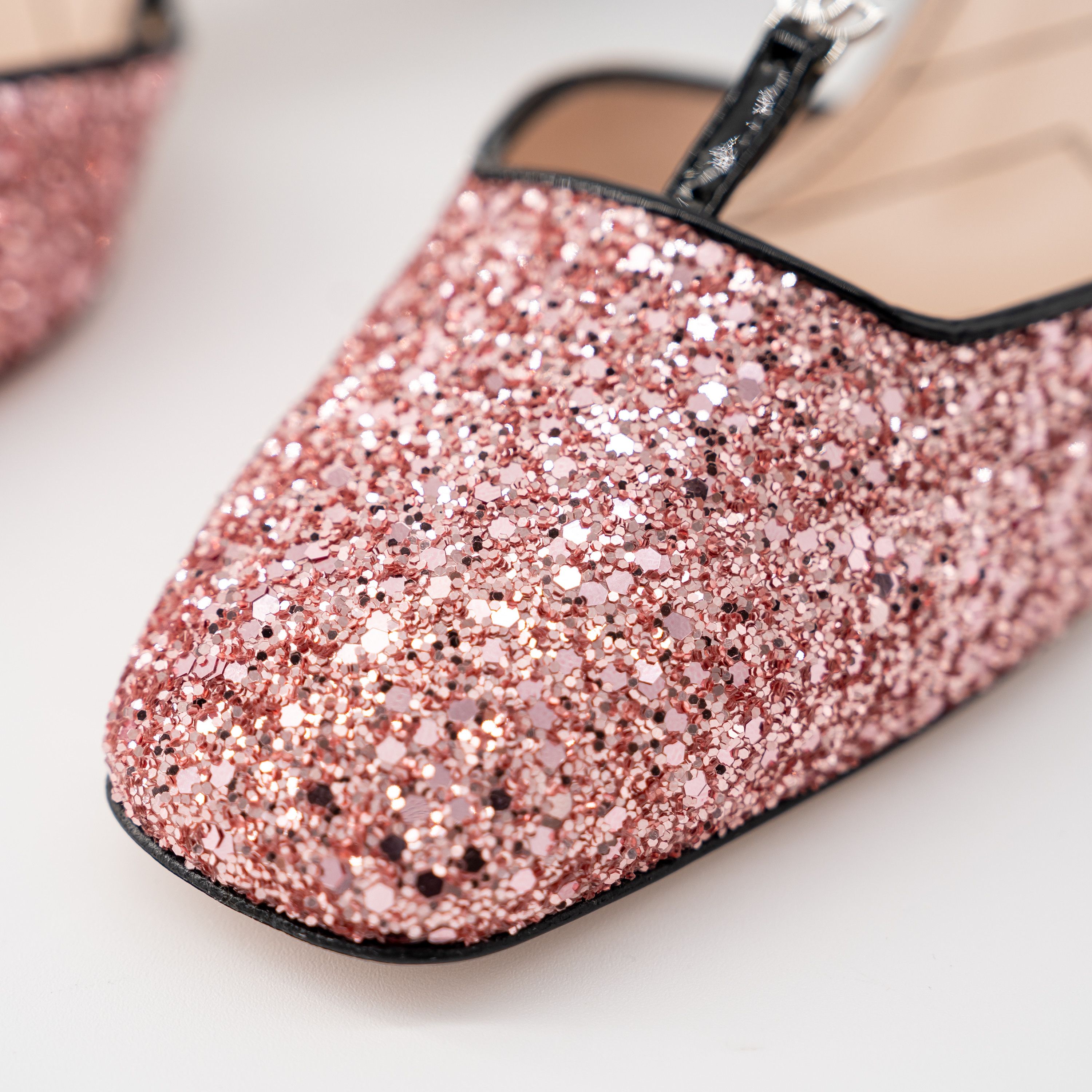 Gucci 39G - Gucci Pink Glitter Slingback Double G T-Strap Pump Size US 9 / IT 39 - 6 Thumbnail