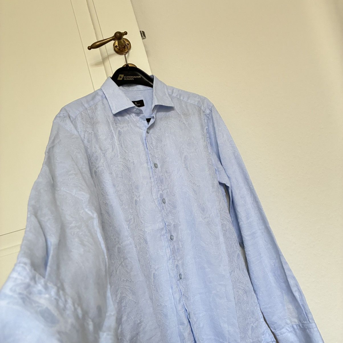 Etro Etro Milano Light Blue Tonal Paisley Jacquard Shirt-Slim Fit Size US XS / EU 42 / 0 - 6 Thumbnail