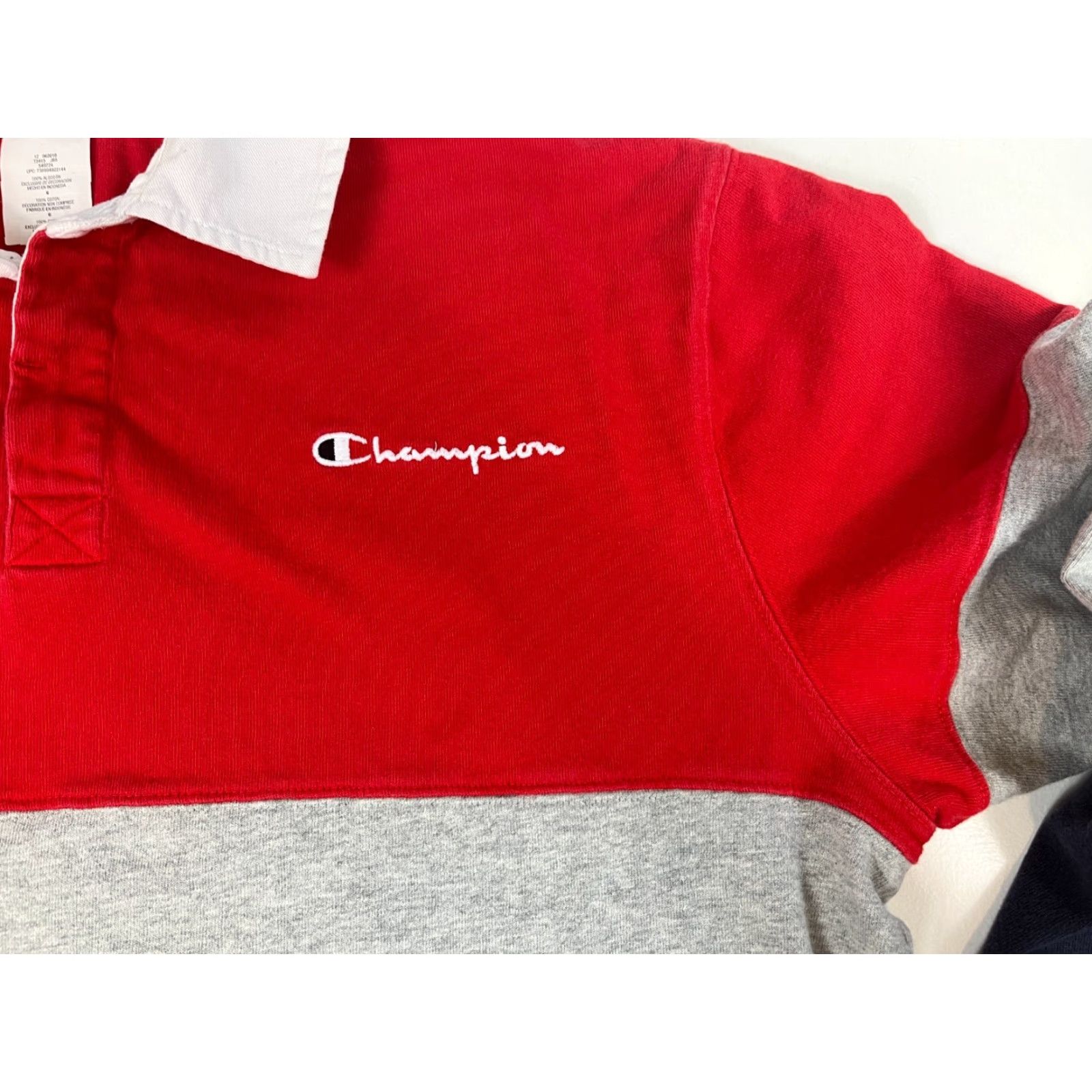 Champion Champion Long Sleeve Rugby Shirt Mens Size L Multicolor Striped 100% Cotton Reverse Weave Embroidered 90s Sports Size US L / EU 52-54 / 3 - 6 Thumbnail