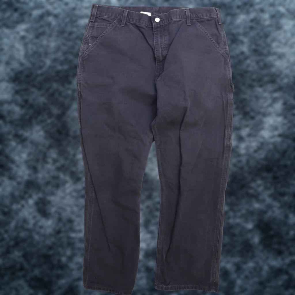 VINTAGE Carhartt Canvas Carpenter Pants Men Size 38 X 30 Blue Workwear