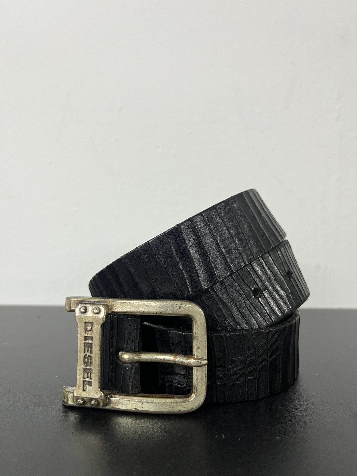 Diesel Vintage 2000's Diesel Textured Leather Punk Belt Size ONE SIZE - 5 Thumbnail