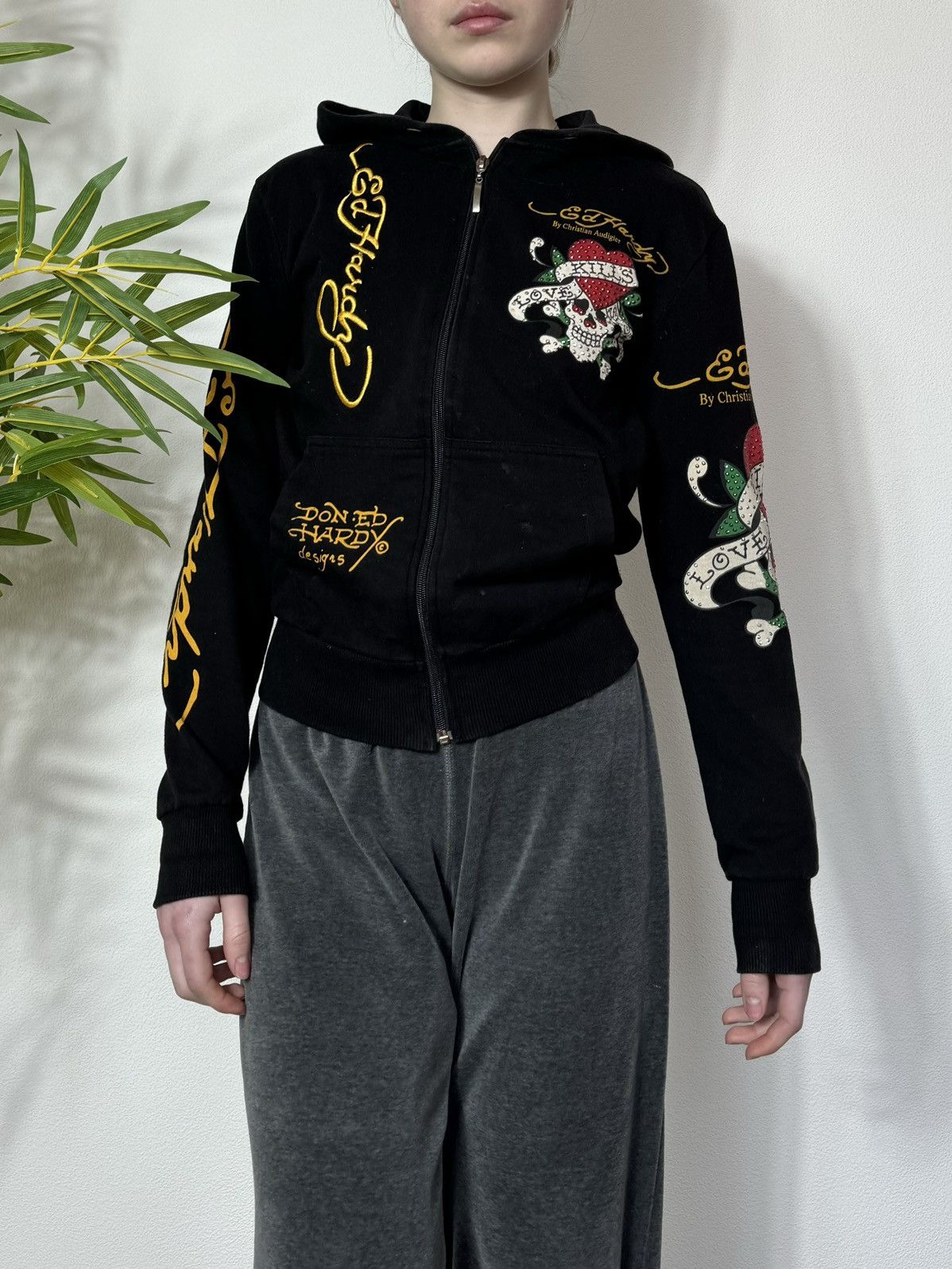 Ed Hardy VINTAGE ED HARDY ALL OVER PRINTED 2000s ZIP UP HOODIE Size S / US 4 / IT 40 - 4 Thumbnail