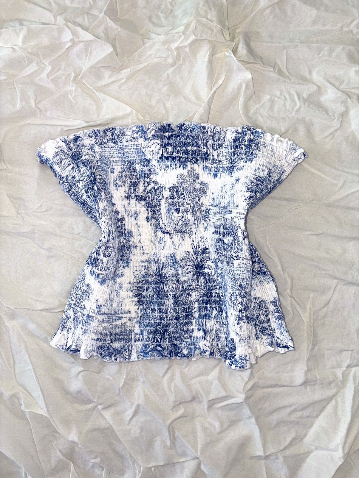 H&M Blue Patterned Tube Top Size M / US 6-8 / IT 42-44 - 1 Thumbnail