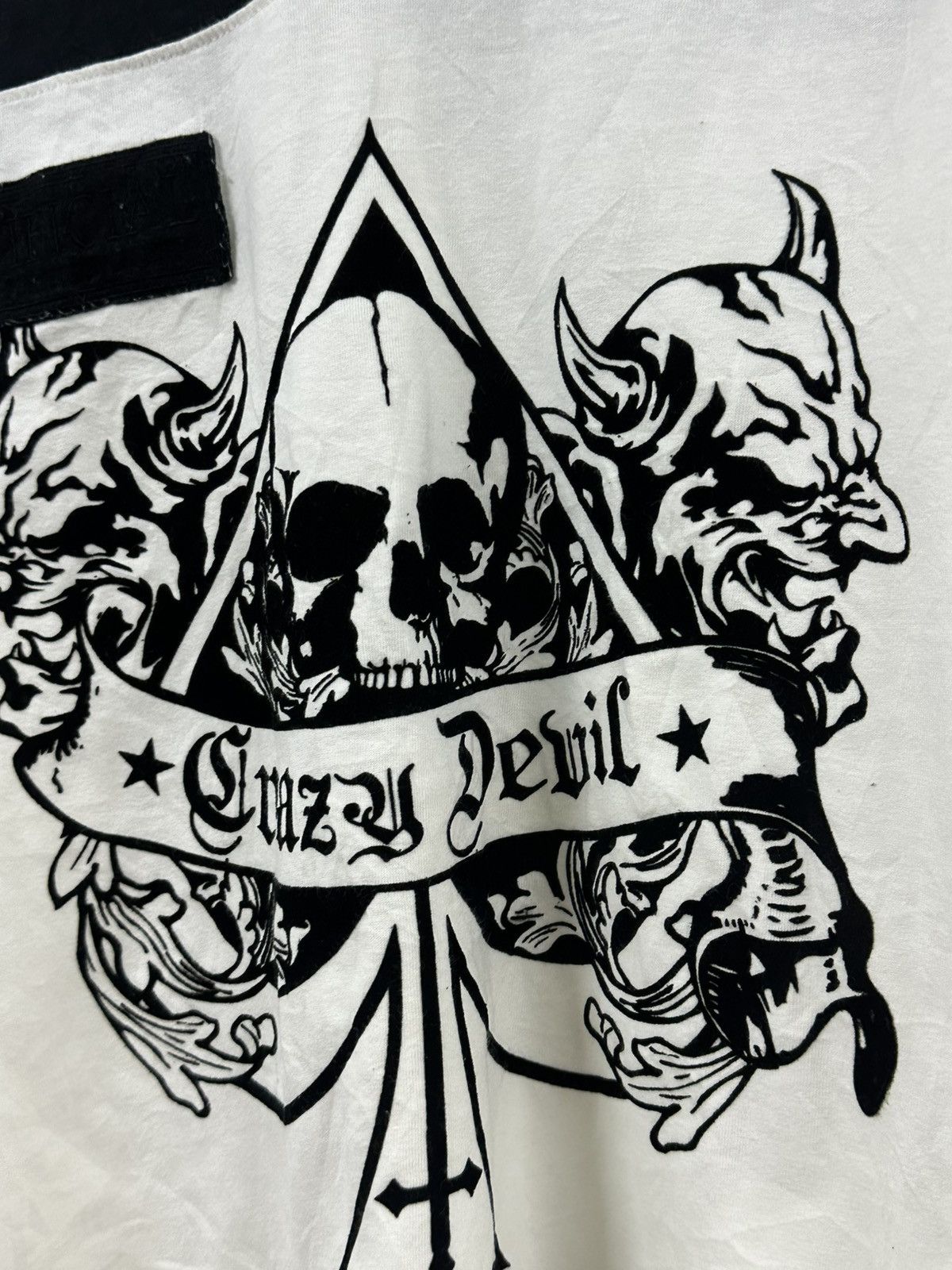 semanticdesign Vintage Crazy Devil Japanese Poem V-Neck T-Shirt Size US M / EU 48-50 / 2 - 9 Thumbnail