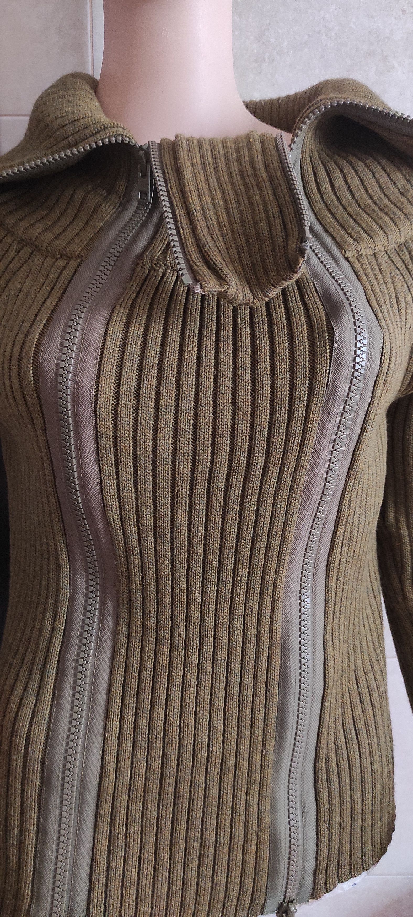 Other KYUSO Joke & Egidio Virgin Wool Sweater Bouble Zipper Green Size M / US 6-8 / IT 42-44 - 7 Thumbnail
