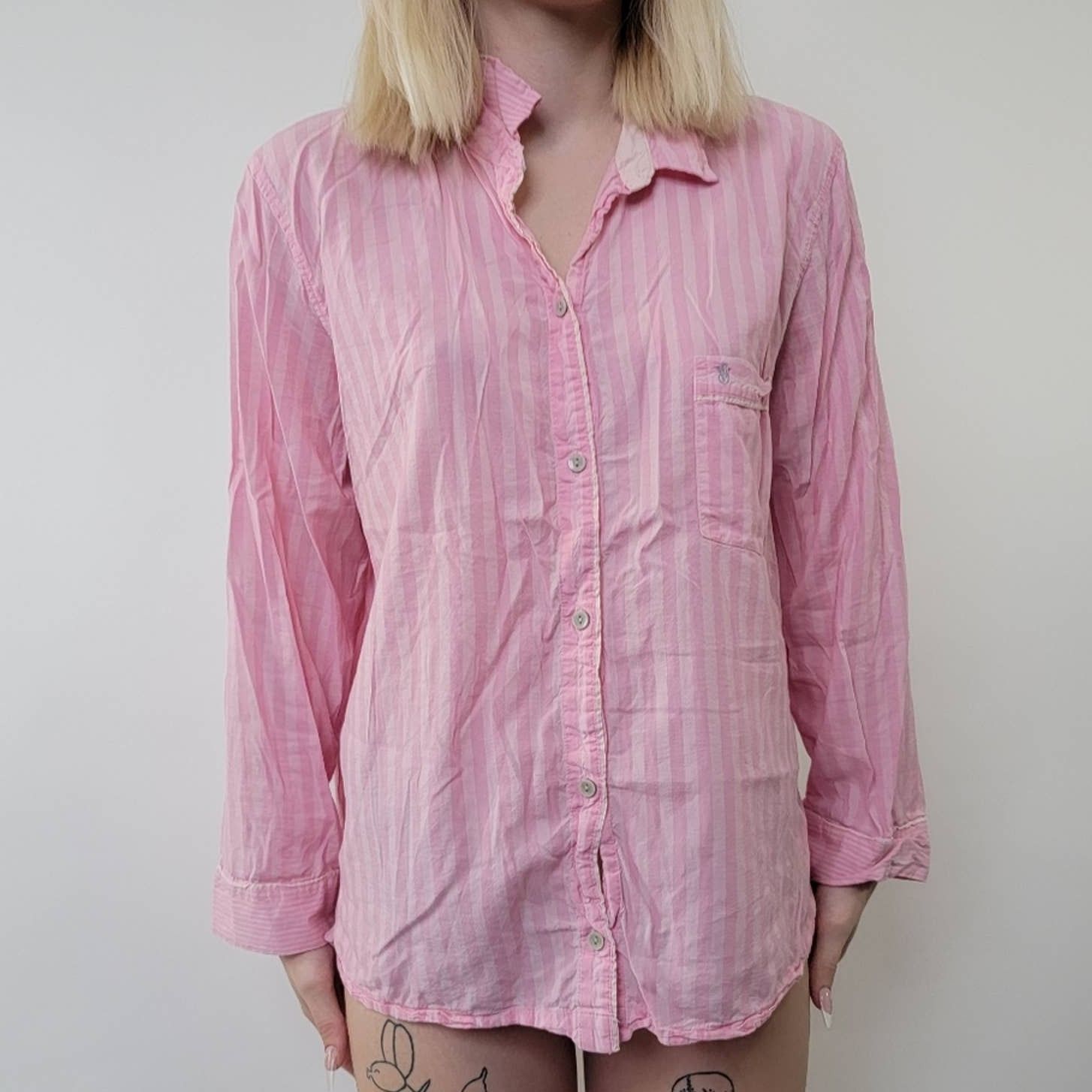Victoria's Secret Victoria's Secret Pajama Striped Button Down Sleep Shirt Size ONE SIZE - 3 Thumbnail