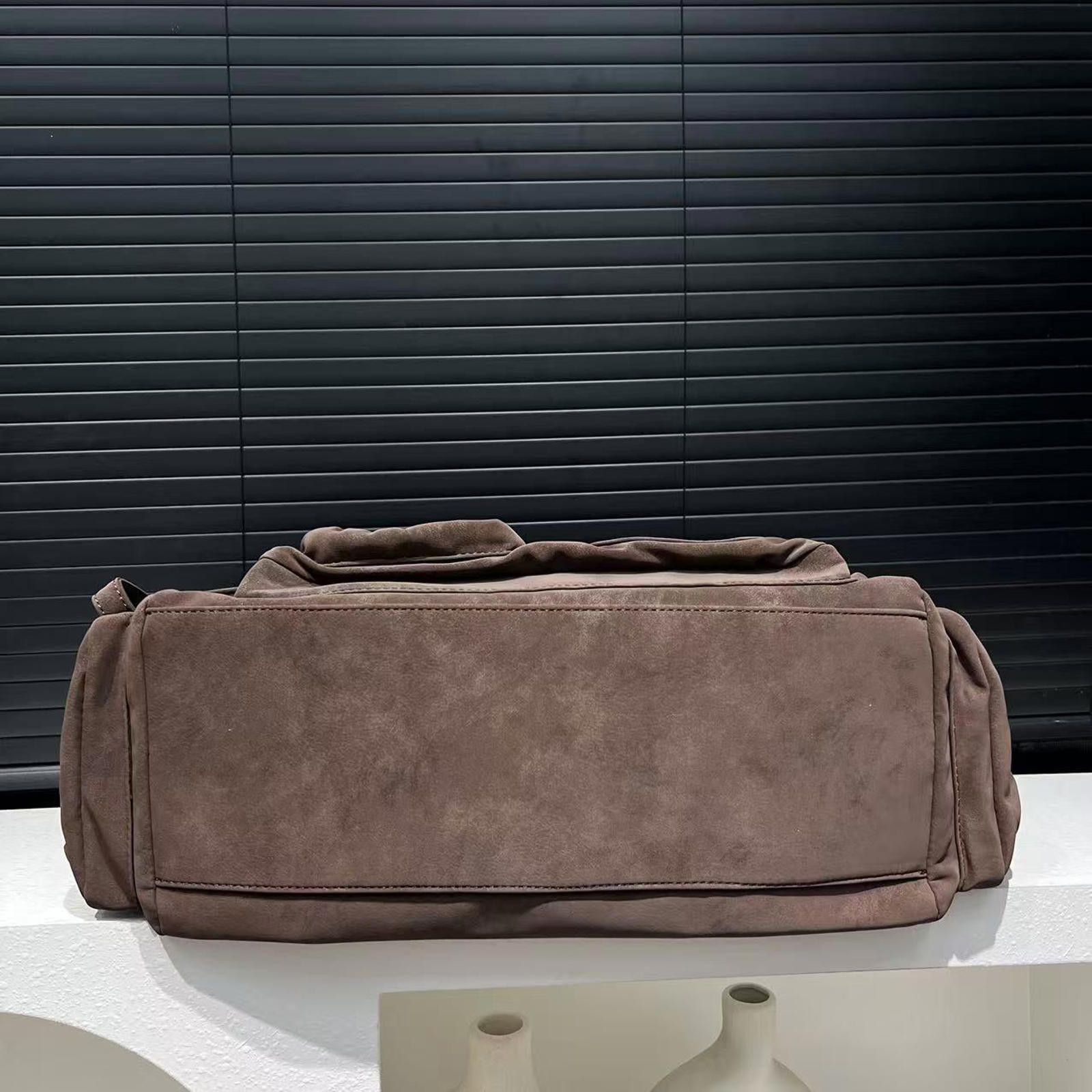 Vintage Brown Multi-Pocket Suede Shoulder Handbag Size ONE SIZE - 5 Thumbnail