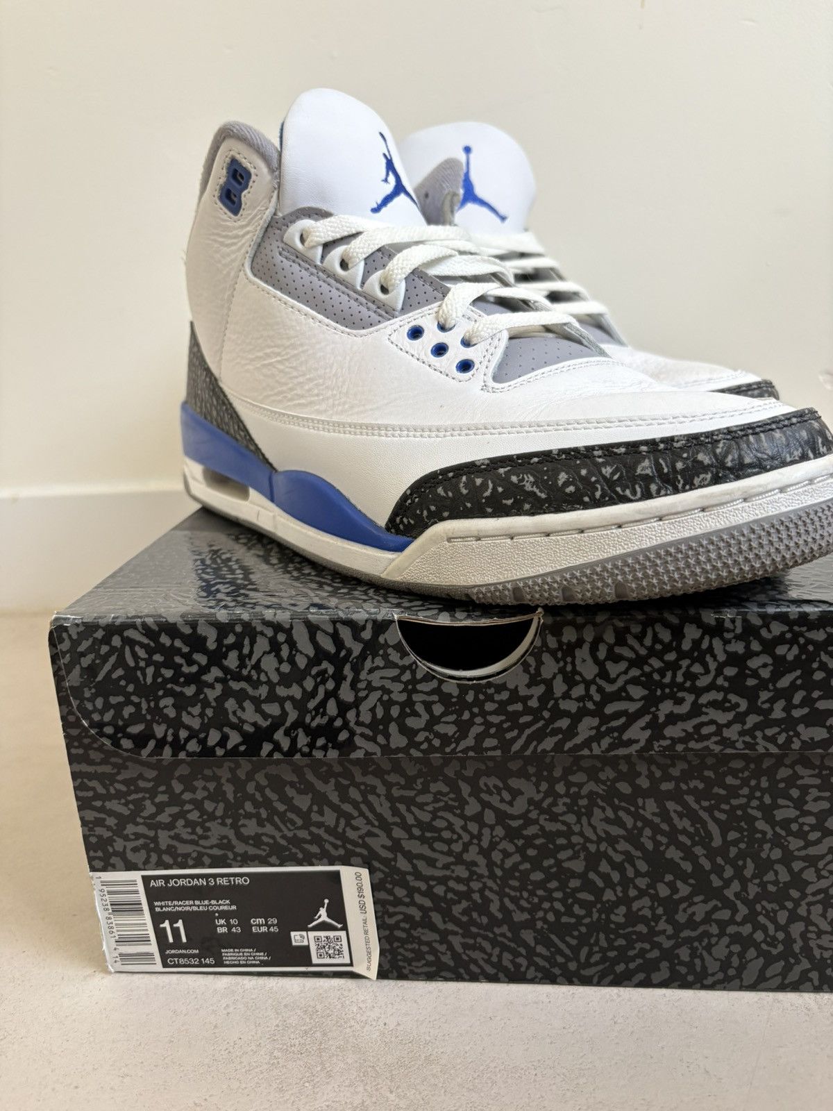 Nike Nike Jordan 3 Retro Racer Blue Size US 11 / EU 44 - 4 Thumbnail