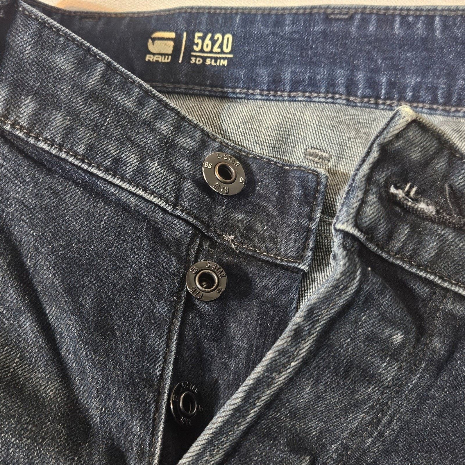 G-Star G Star Raw 5620 3D Men's Jeans Dark Wash 33x31 Button Fly Size US 33 - 1 Thumbnail
