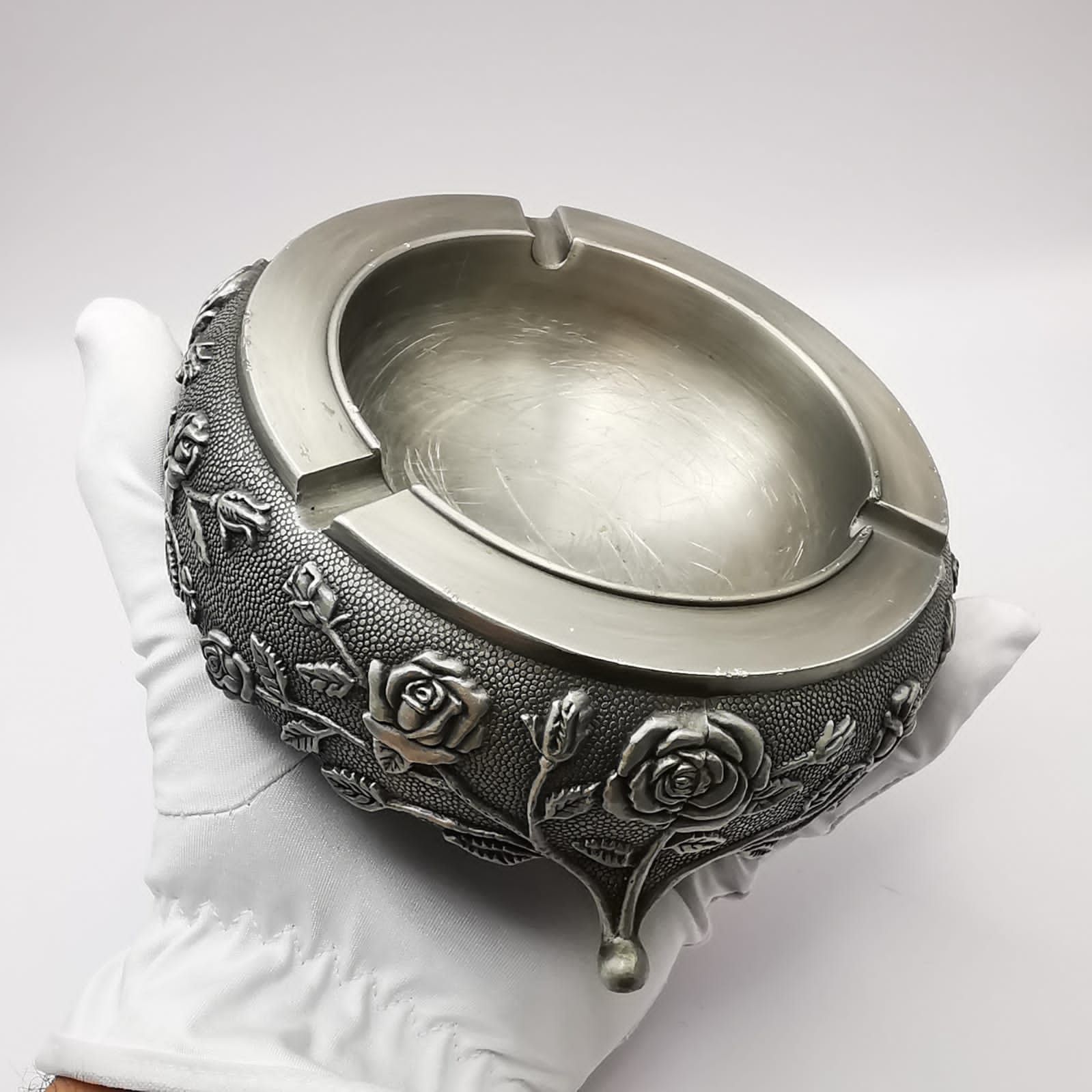 Vintage 50s Vintage Ashtray,Patterned ,Handmade,Tin,Interior 477g Size ONE SIZE - 2 Thumbnail