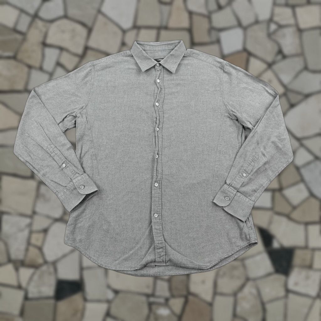 Ermenegildo Zegna Ermenegildo Zegna Shirt Mens XL Gray Flannel Button-Up Long Sleeve Cotton Size US XL / EU 56 / 4 - 1 Thumbnail