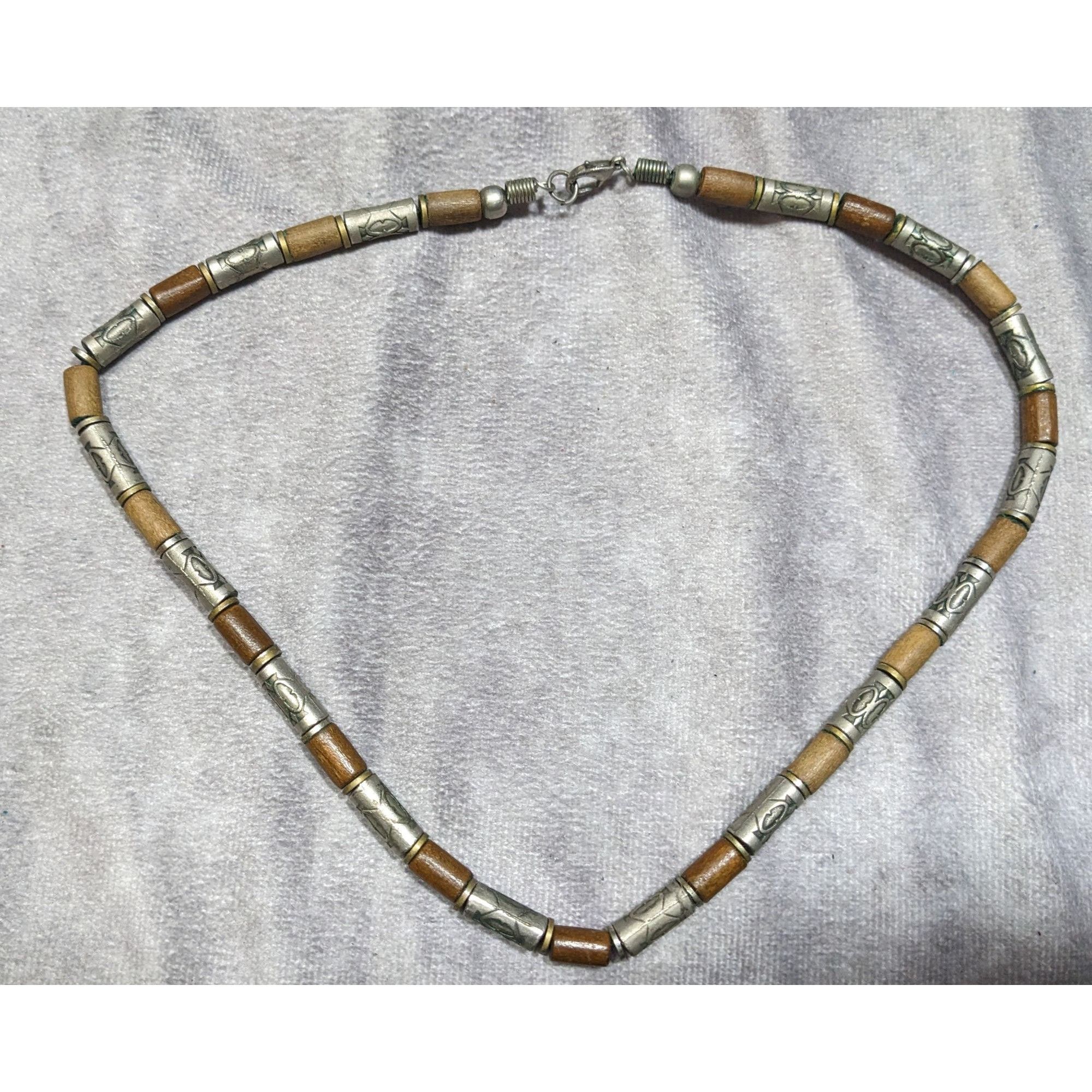 Other Vintage 90s Wooden & Silver-Tone Tribal Necklace Size ONE SIZE - 6 Thumbnail