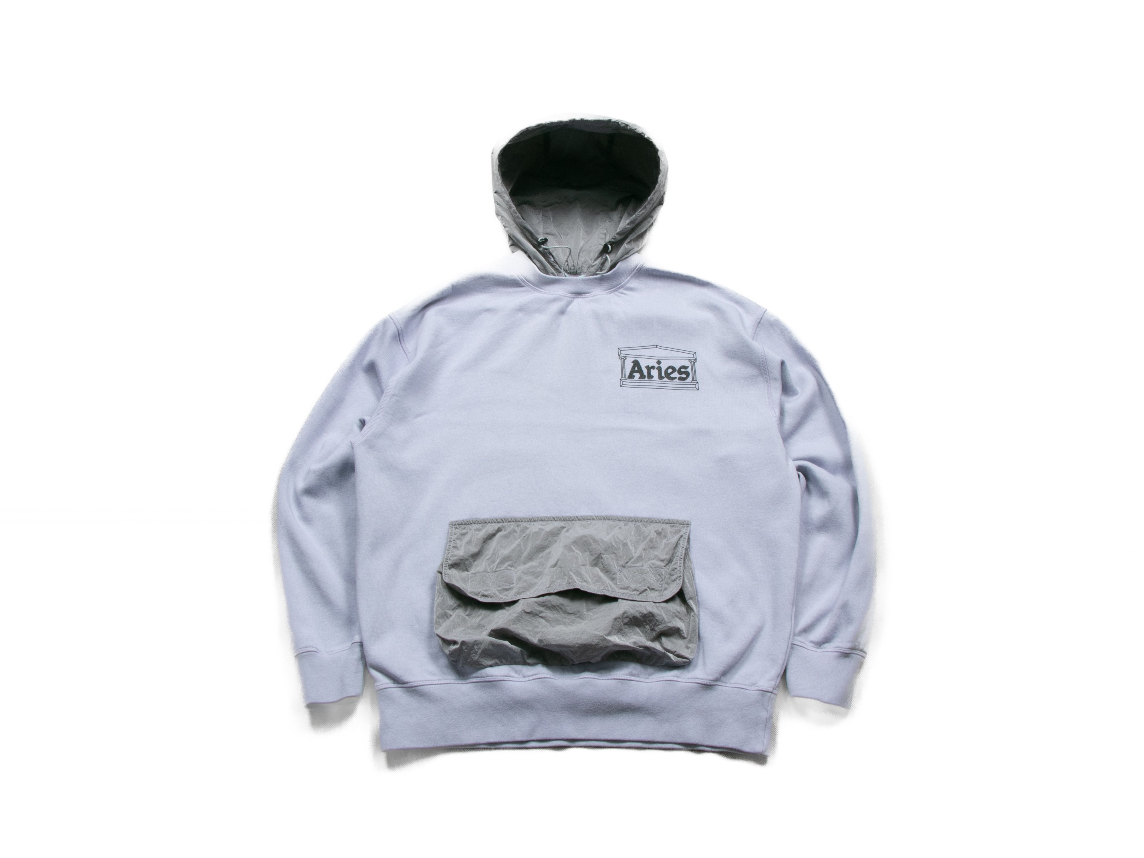image of Aries Nylon Hybrid Hooded Sweatshirt L in Lilac, Men's (Size Large)