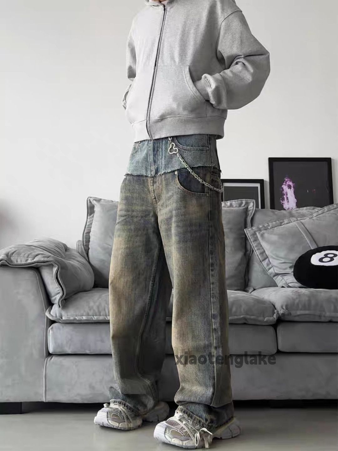 Jean × Vintage washed faded cleanfit patchwork yuppie baggy jeans Size US 28 / EU 44 - 3 Thumbnail