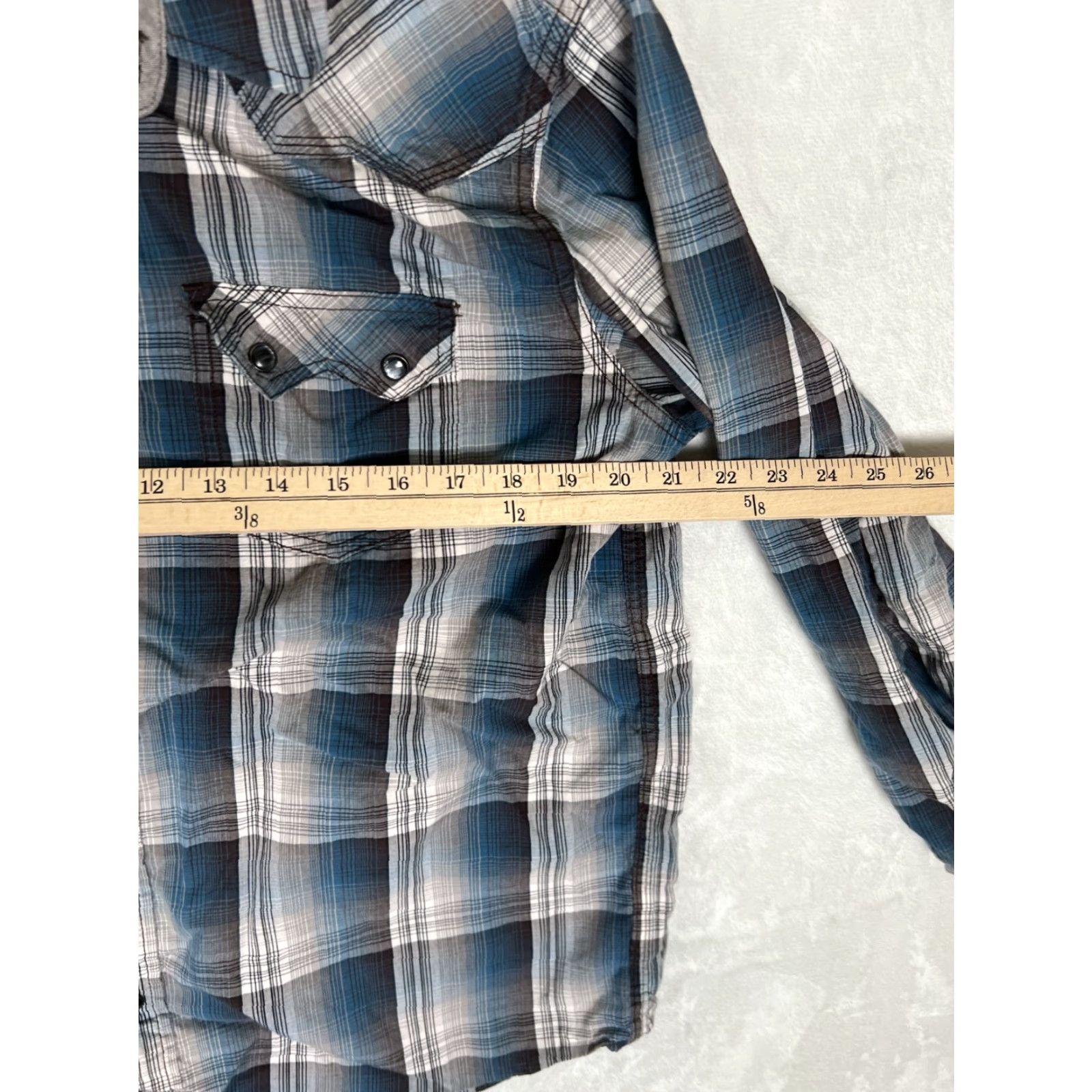 Cody James Cody James Shirt Mens Large Blue Gray Plaid Western Snap Front Long Sleeve Size US L / EU 52-54 / 3 - 4 Thumbnail