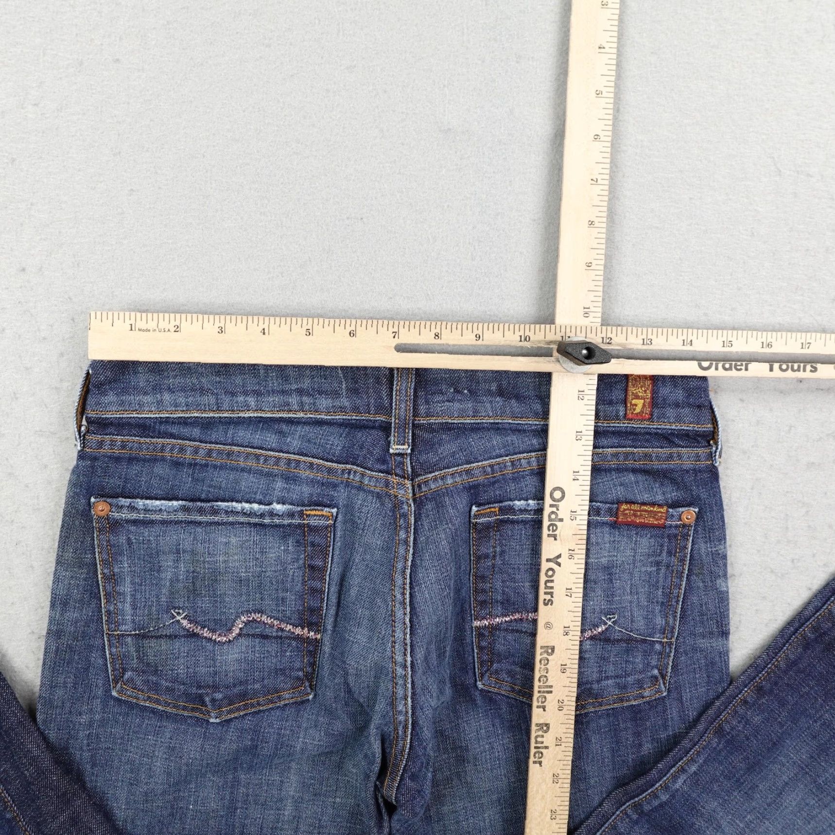 7 For All Mankind 7 For All Mankind Jeans Womens 28 Blue Denim Low Rise Bootcut Flare Y2K Pockets Stretch Size 28" / US 6 / IT 42 - 7 Thumbnail