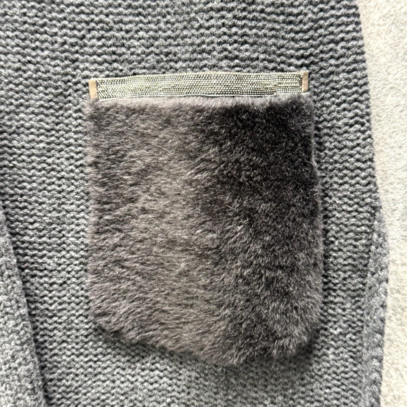 Fabiana Filippi Sweater Cardigan Womens Small Gray Fur Pocket Wool Italy