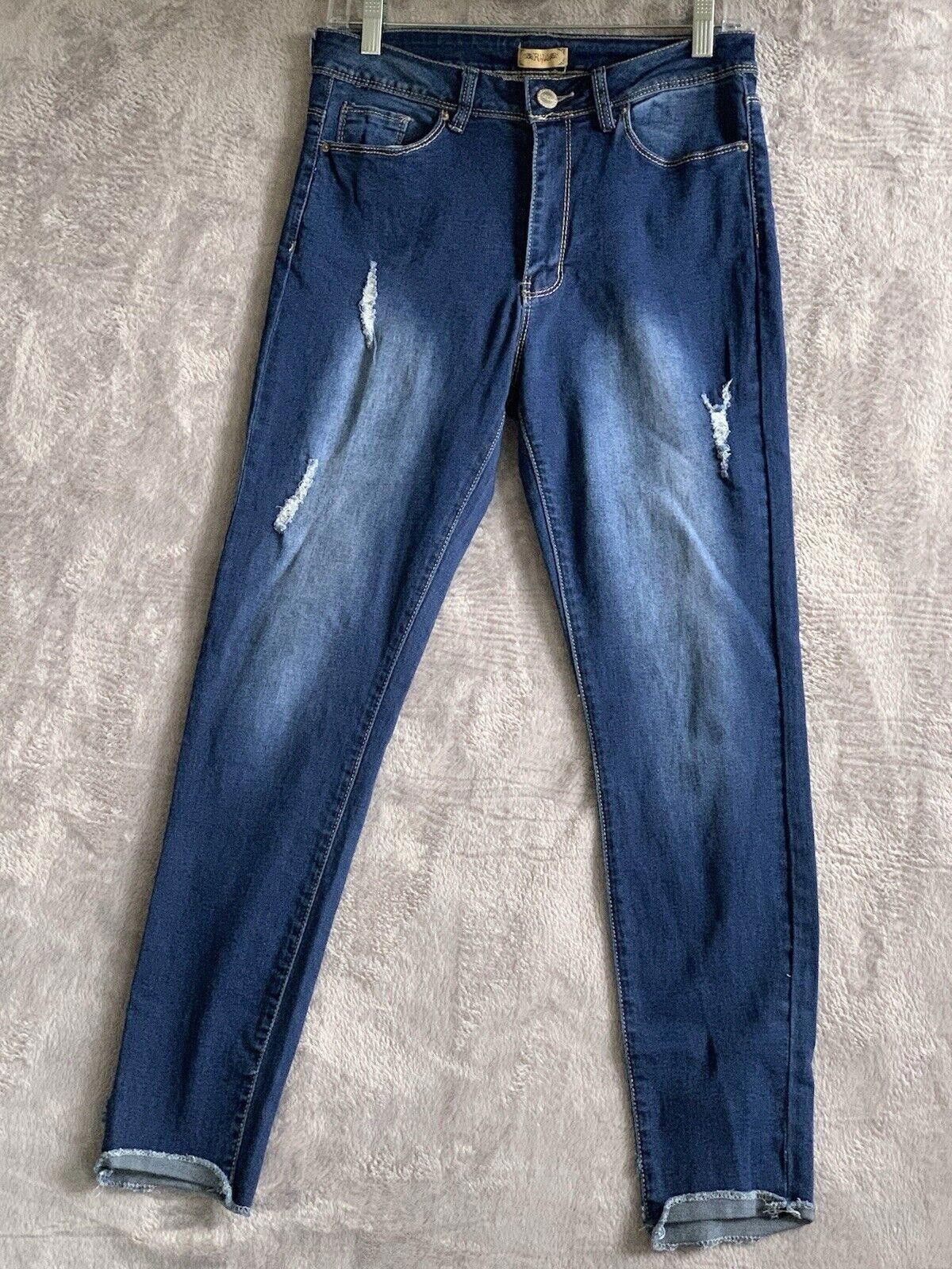 Designer RAW 7 Jeans Sz 11 Mid Rise Stretch Slim Fit Distressed Size 32" / US 10 / IT 46 - 1 Thumbnail