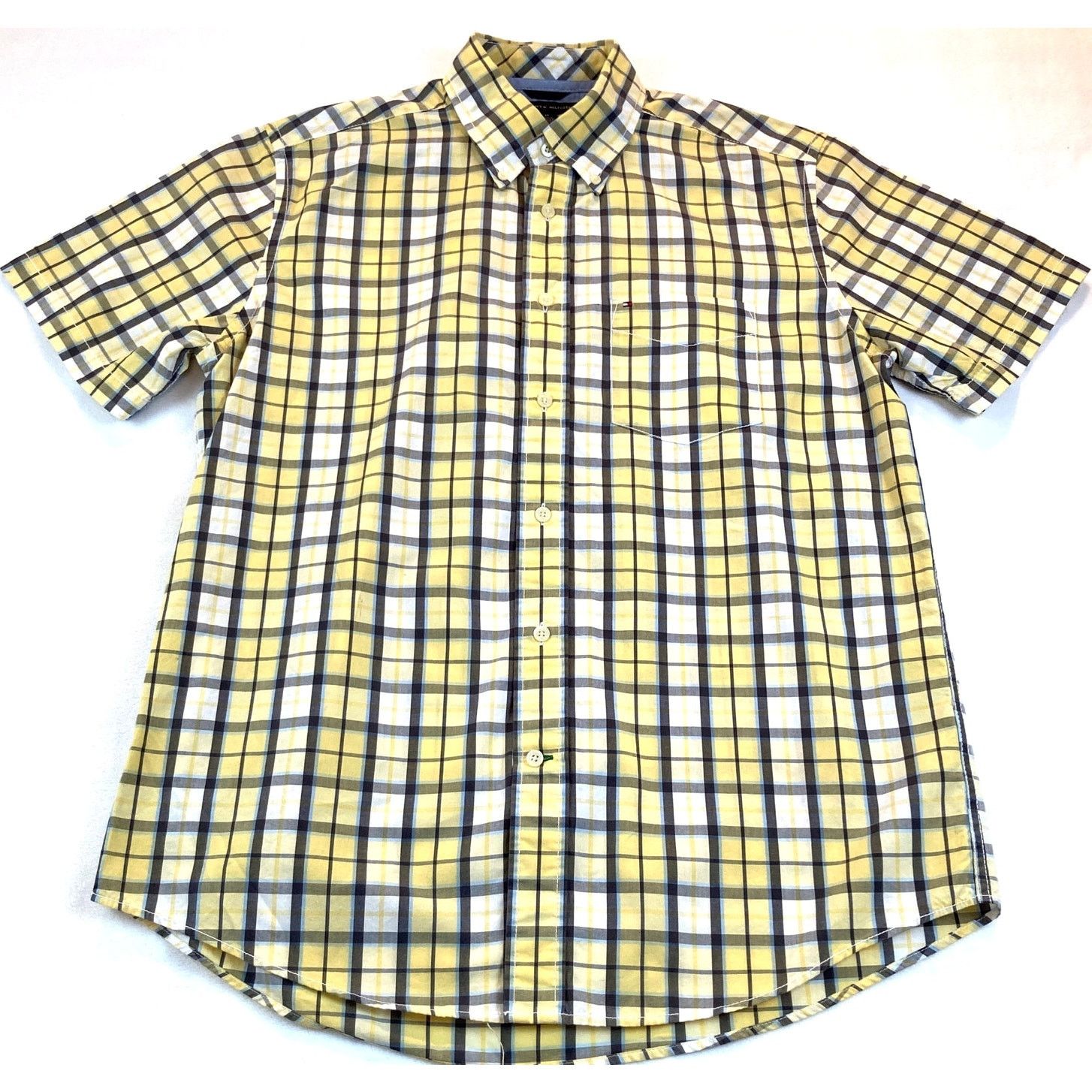Tommy Hilfiger Tommy Hilfiger Classic Shirt Short Slv Yellow Blue Plaid Med Size US M / EU 48-50 / 2 - 1 Thumbnail