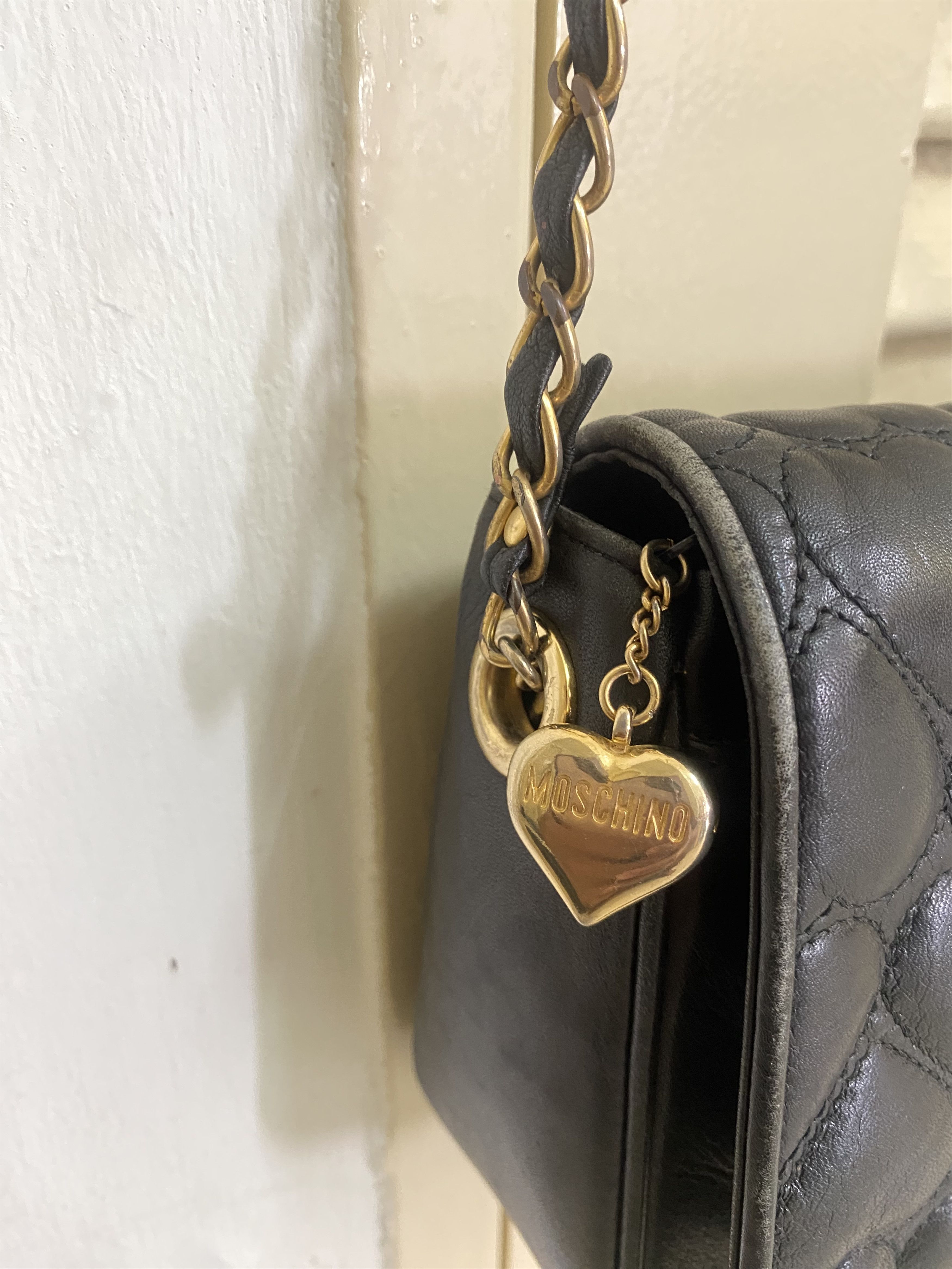Moschino Moschino Calf Leather Love Shape Quilted Shoulder Bag Size ONE SIZE - 3 Thumbnail