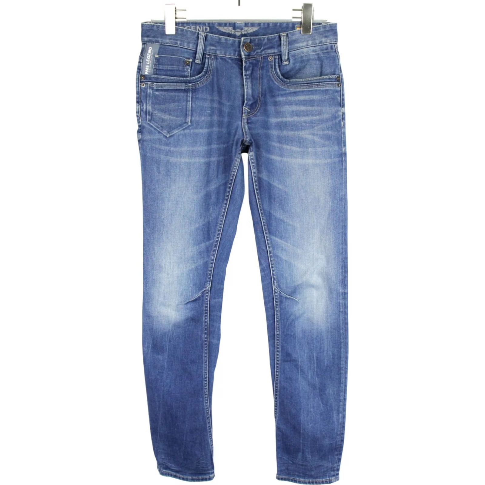 Vintage PME Legend Jeans Men's W29/L32 Tapered Fit Zip Fly Stretch Faded Whiskers Blue Jeans Size US 29 - 2 Thumbnail