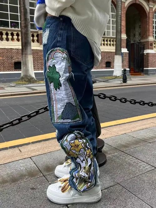 Japanese Brand Y2K Harajuku Patch Grunge Hip Hop Jeans Trousers Size US 34 / EU 50 - 6 Thumbnail