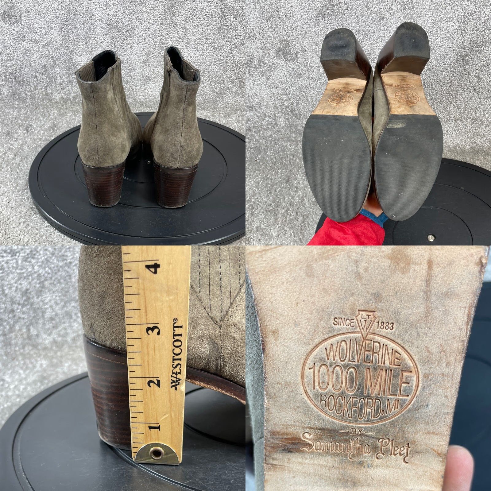 Vintage VINTAGE Wolverine 1000 Mile Samantha Pleet Bootie Womens Size 8.5 M Gray Suede Casual Ankle Block Heel Going Out Size US 6.5 / IT 36.5 - 8 Thumbnail