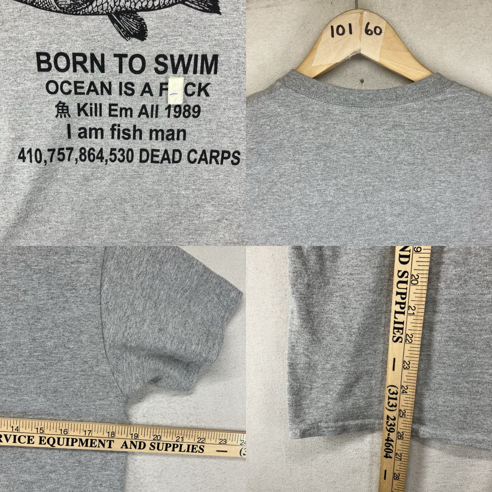 Born Born To Swim Ocean Is A Fvck Kill Em All 1989 I Am Fish Man Funny Quote T-Shirt Size US S / EU 44-46 / 1 - 8 Thumbnail