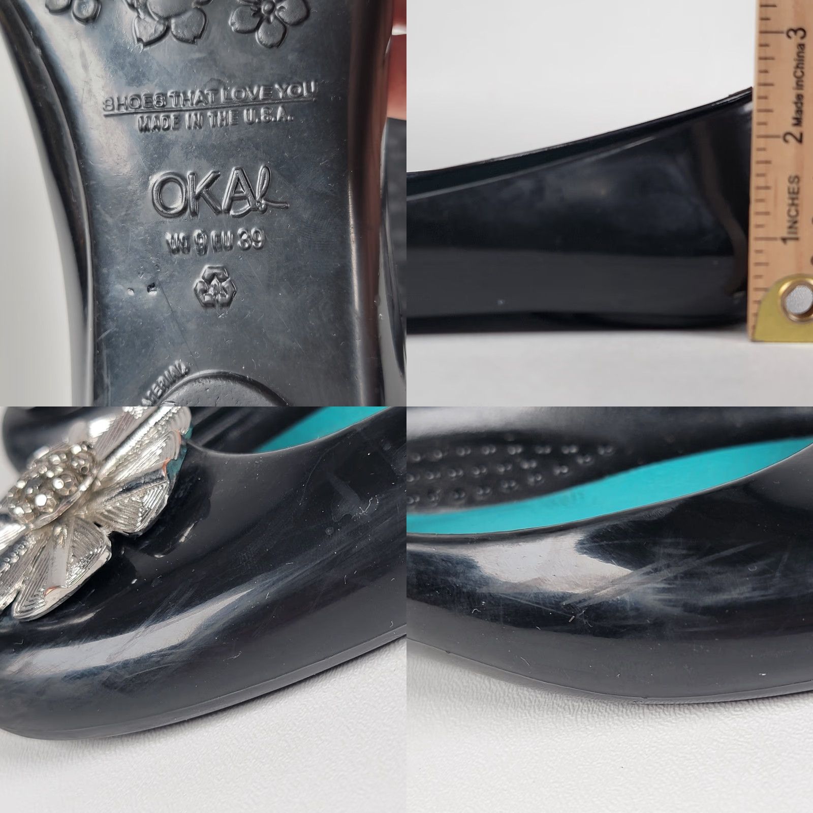Vintage VINTAGE OKA b Charcoal Black Jelly Medallion Ballet Flats Skimmers Size 9/39 Ladies Shoes Ballet Flats Medallion Slip On Rubber Flat Womens Black 9/39 Size US 9 / IT 39 - 8 Thumbnail