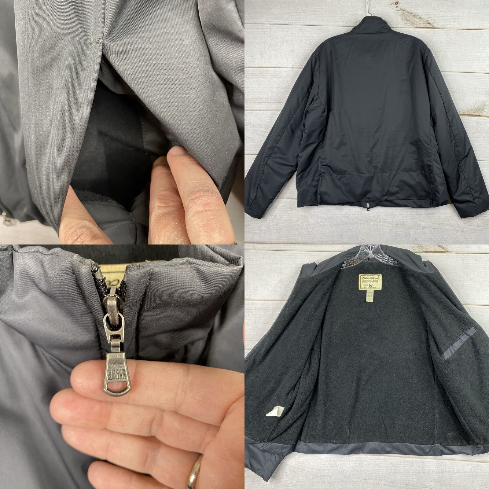 Eddie Bauer VINTAGE Eddie Bauer Jacket Women XL Black Fleece Lined Lightweight Lined Warmup Rain Coat Packable Casual Outdoor 90s Womens Size XL / US 12-14 / IT 48-50 - 8 Thumbnail