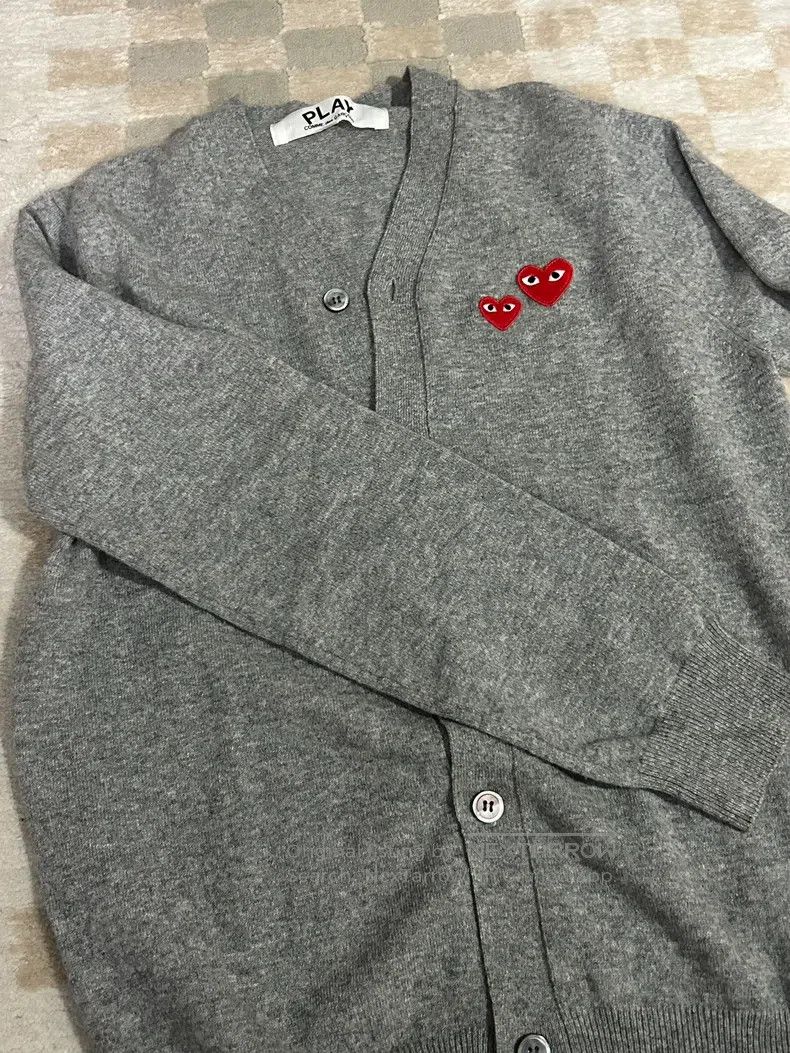 Comme Des Garcons Light Gray Wool Knit Cardigan