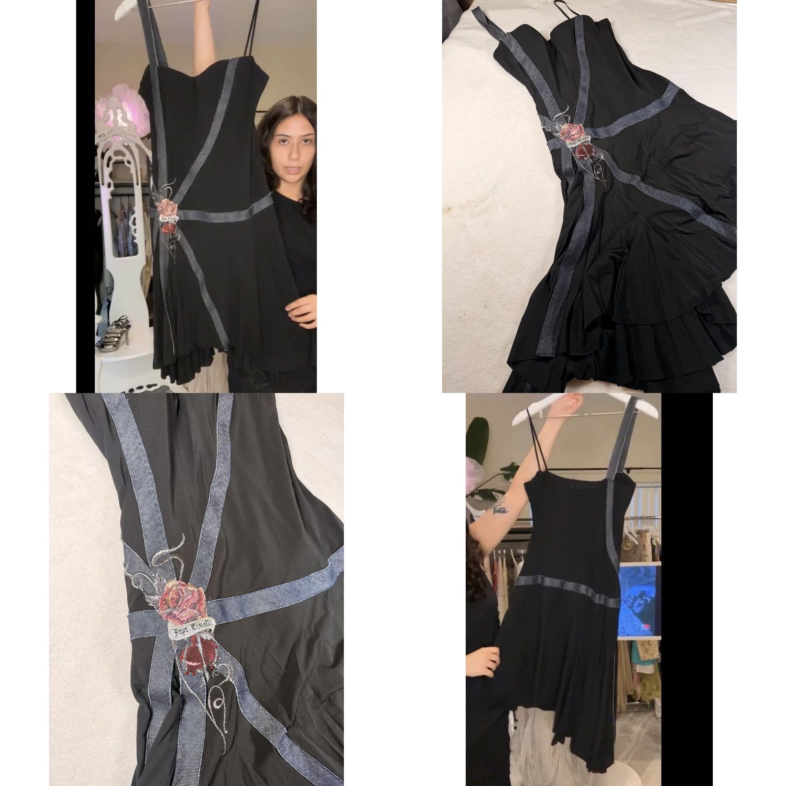 Just Cavalli VINTAGE Just Cavalli Dress Woman Black Embroidered Asymmetric Fit & Flare Sleeveless Sweetheart 44 IT 44 Size M / US 6-8 / IT 42-44 - 8 Thumbnail