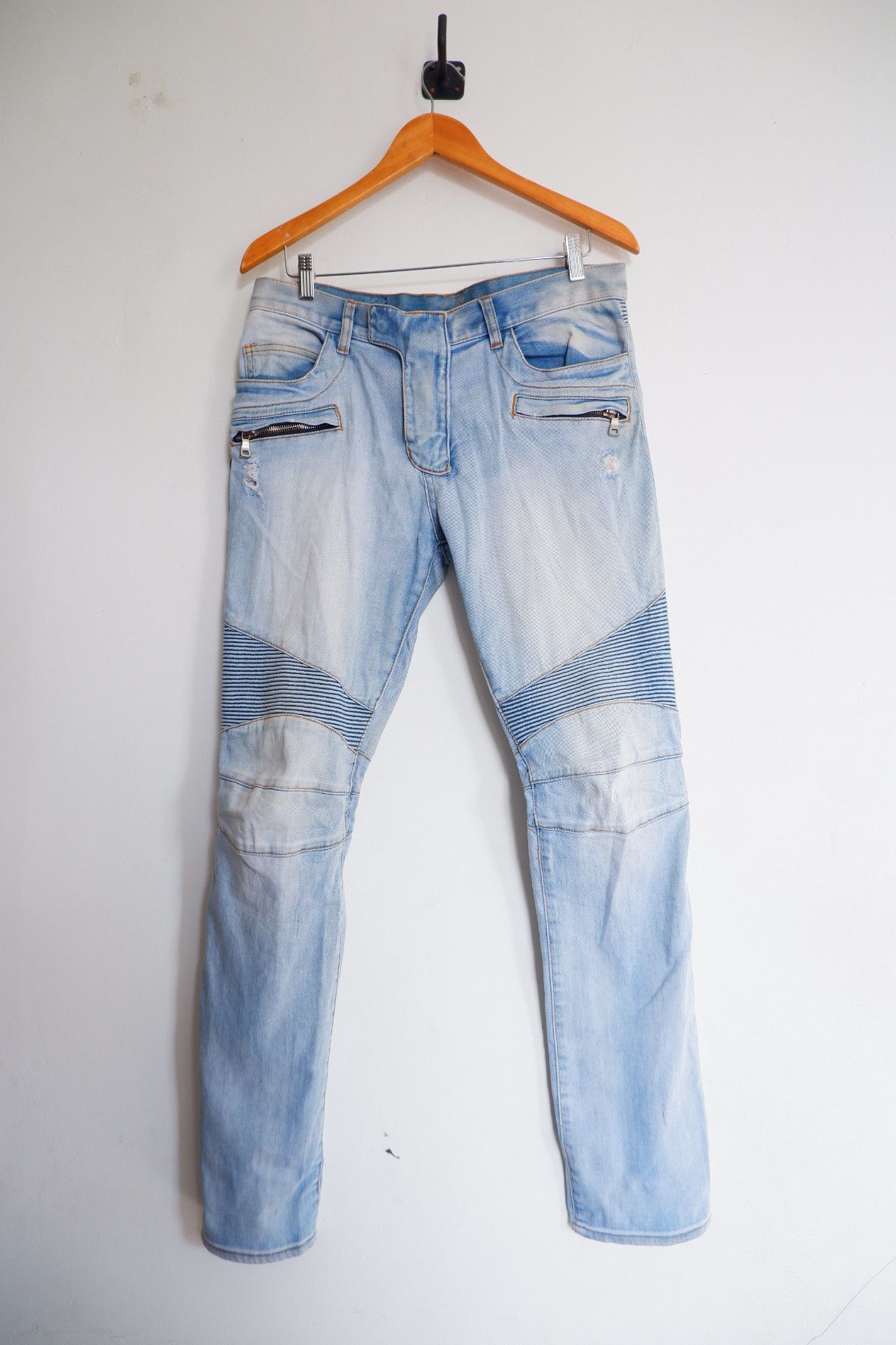 Balmain Balmain Decarnine SS2014 Distressed Biker Jeans Size US 34 / EU 50 - 1 Thumbnail