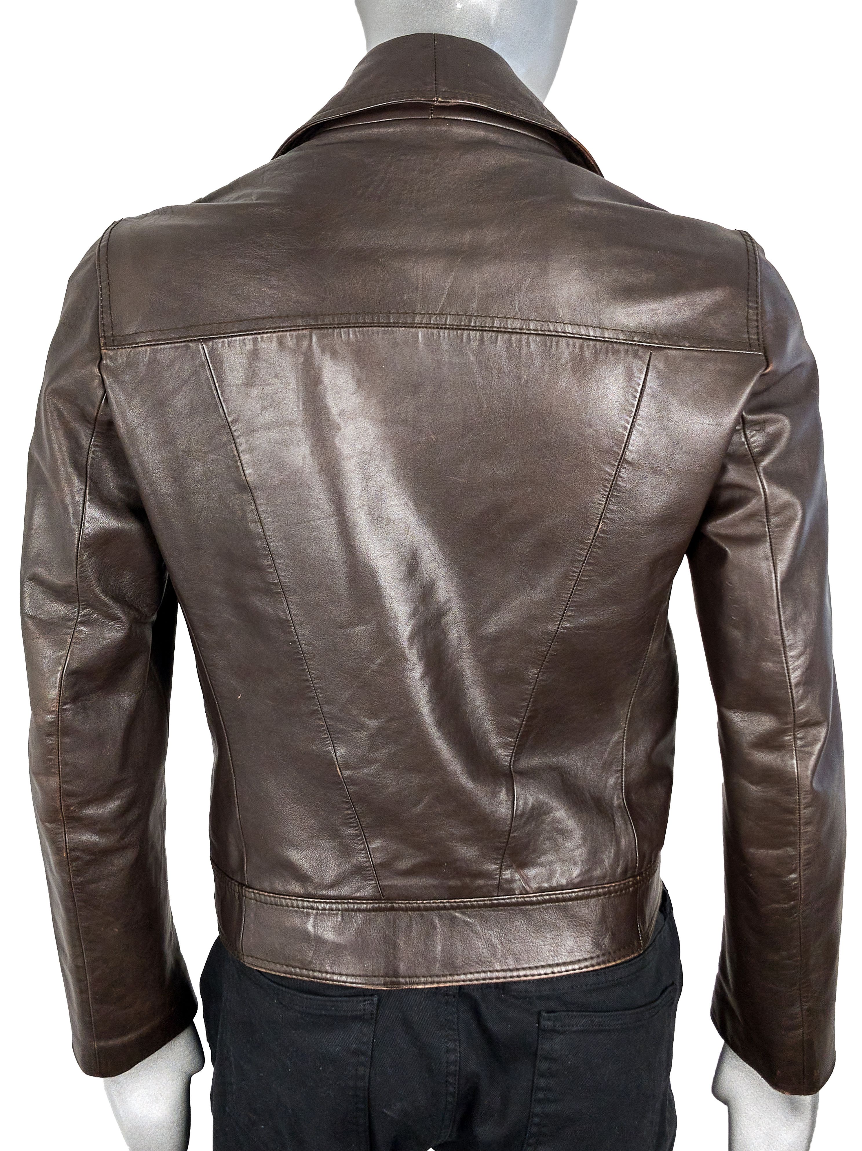 Other Vintage 90s Italian brown leather biker jacket Size US S / EU 44-46 / 1 - 9 Thumbnail