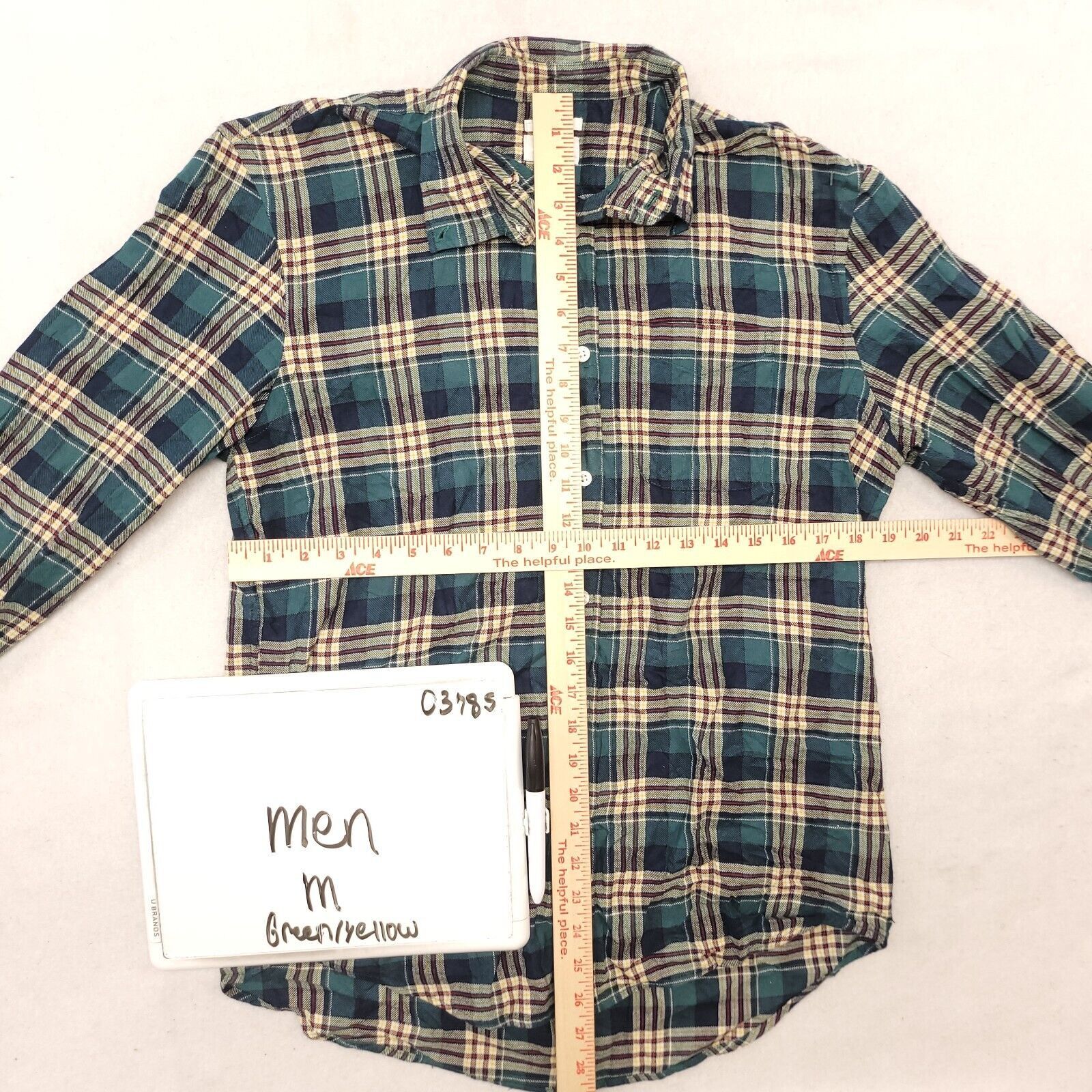 Old Navy Old Navy Madras Flannel Shirt Mens Size Medium Green Yellow Size US M / EU 48-50 / 2 - 6 Thumbnail