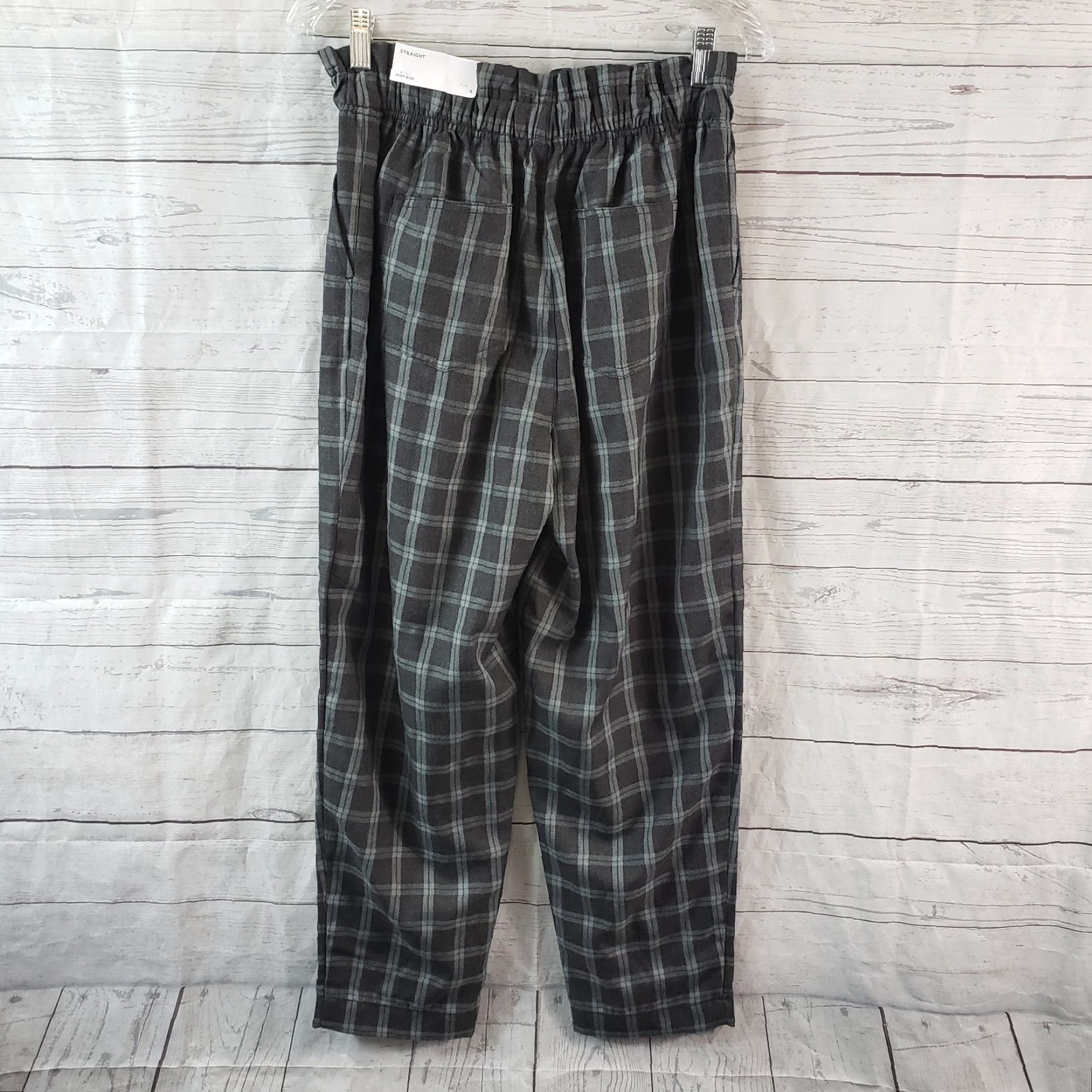 Ann Taylor VINTAGE: Ann Taylor LOFT Womens High Rise Straight Pants Sz Small Gray Green Plaid Size 28" / US 6 / IT 42 - 3 Thumbnail