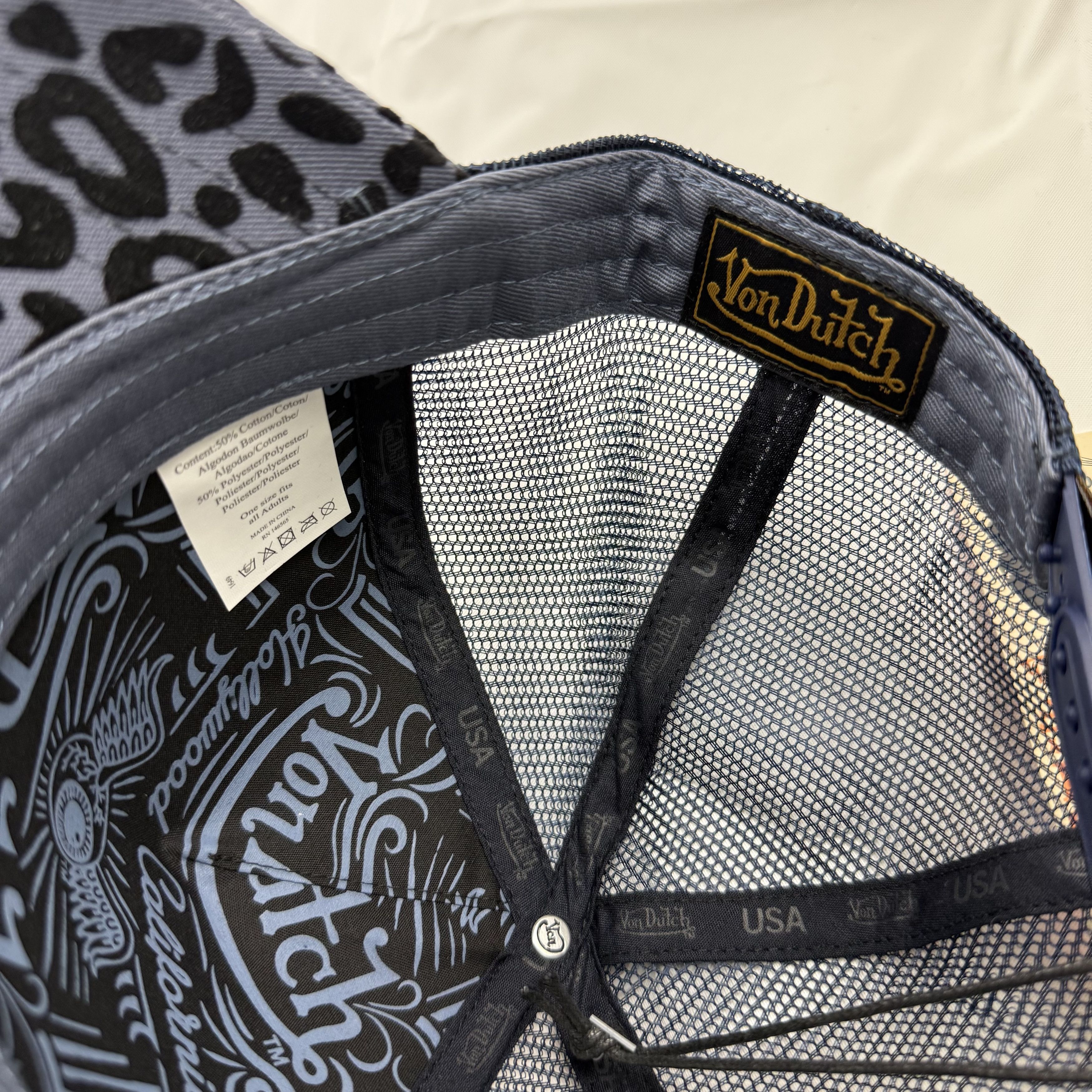 Von Dutch Von Dutch Grey Black Leopard Print Trucker Hat Snapback Size ONE SIZE - 7 Thumbnail