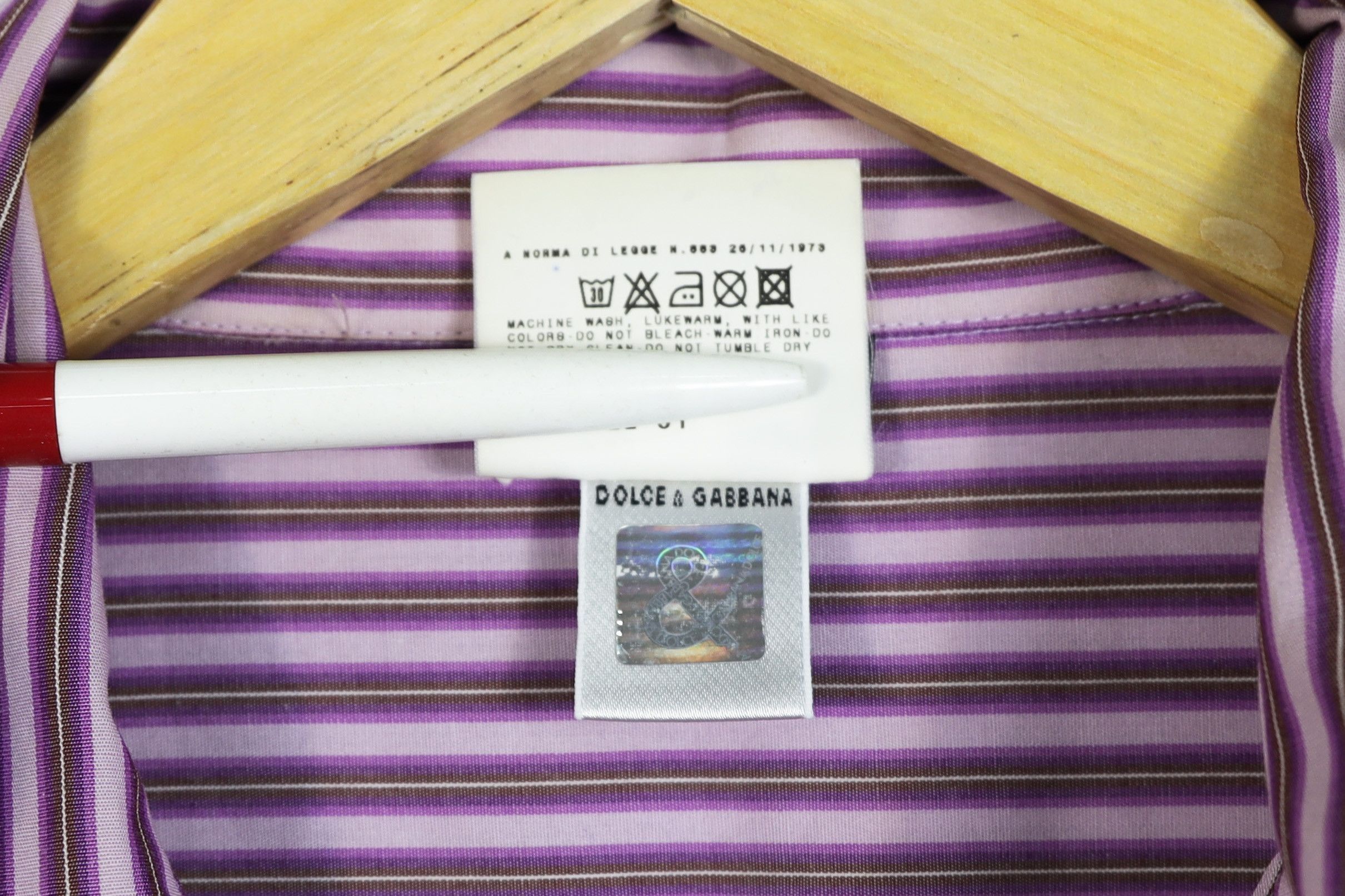 Dolce & Gabbana Dolce & Gabbana Pocket Logo Tab Purple Striped Shirt L Size US L / EU 52-54 / 3 - 8 Thumbnail