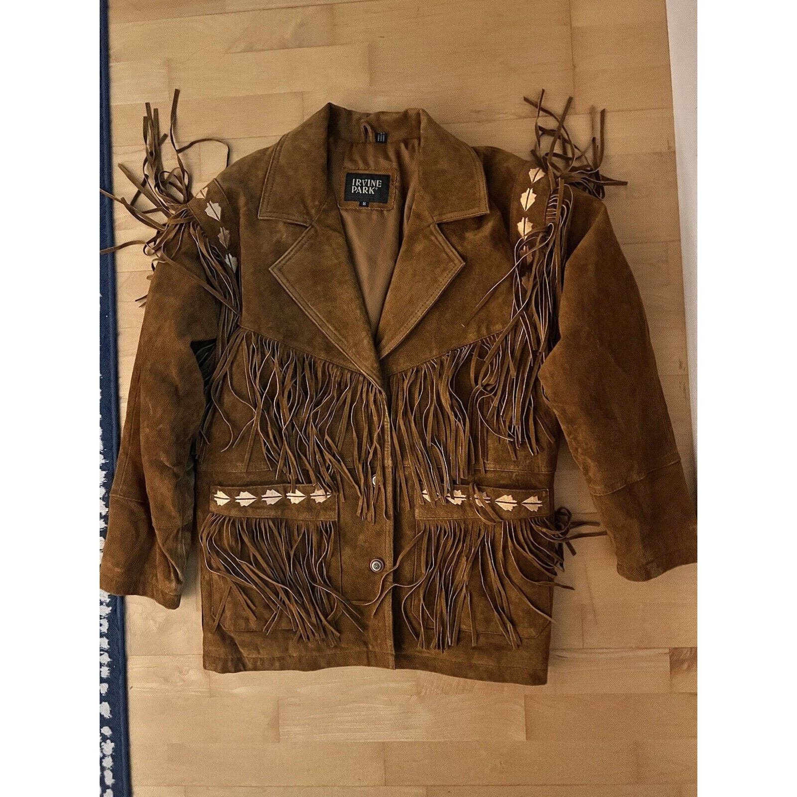 image of Vintage VTG Irvine Park Tan Fringe Western Embroidered Rodeo Jacket in Brown, Women's (Size Small)